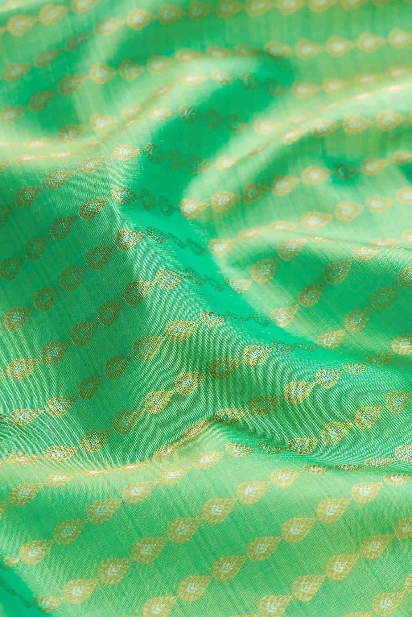 Pure Silk Pure Zari Sea Green Dual Tone Kanchipuram Saree