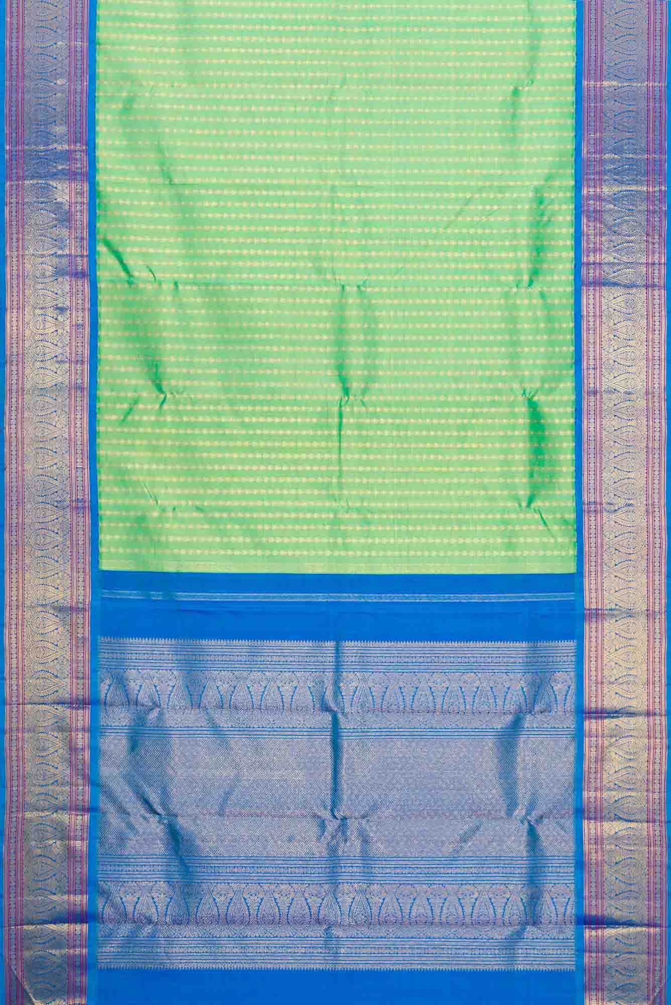 Pure Silk Pure Zari Sea Green Dual Tone Kanchipuram Saree