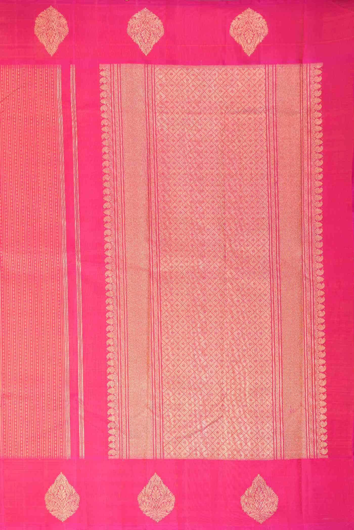 Pure Silk Pure Zari Pink Dual Tone Kanchipuram Saree