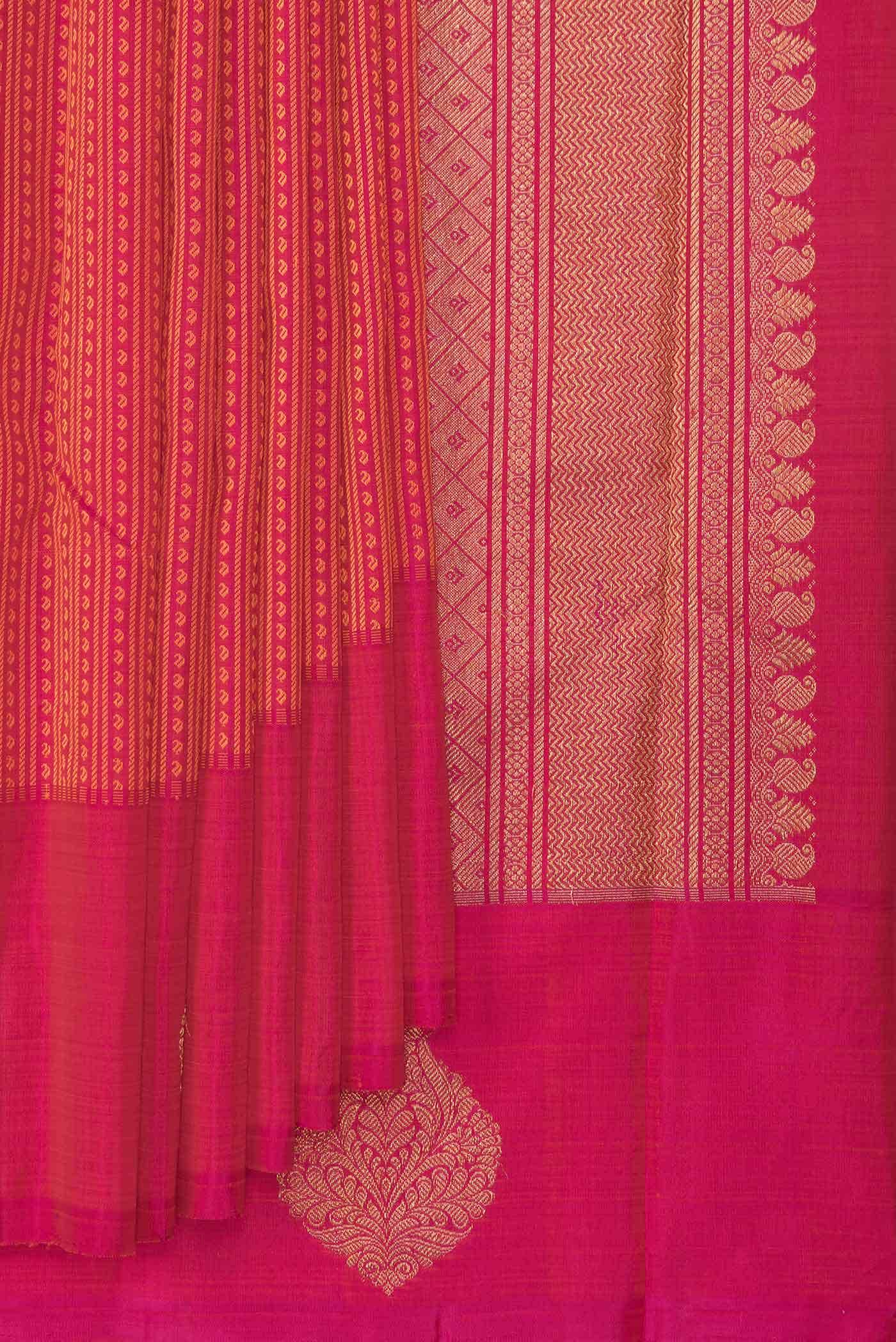 Pure Silk Pure Zari Pink Dual Tone Kanchipuram Saree