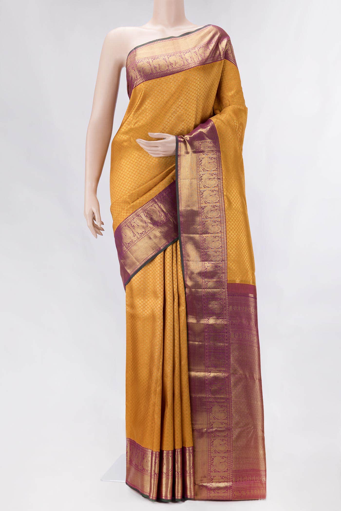 Mustard Dual Tone Kanchipuram Silk Saree