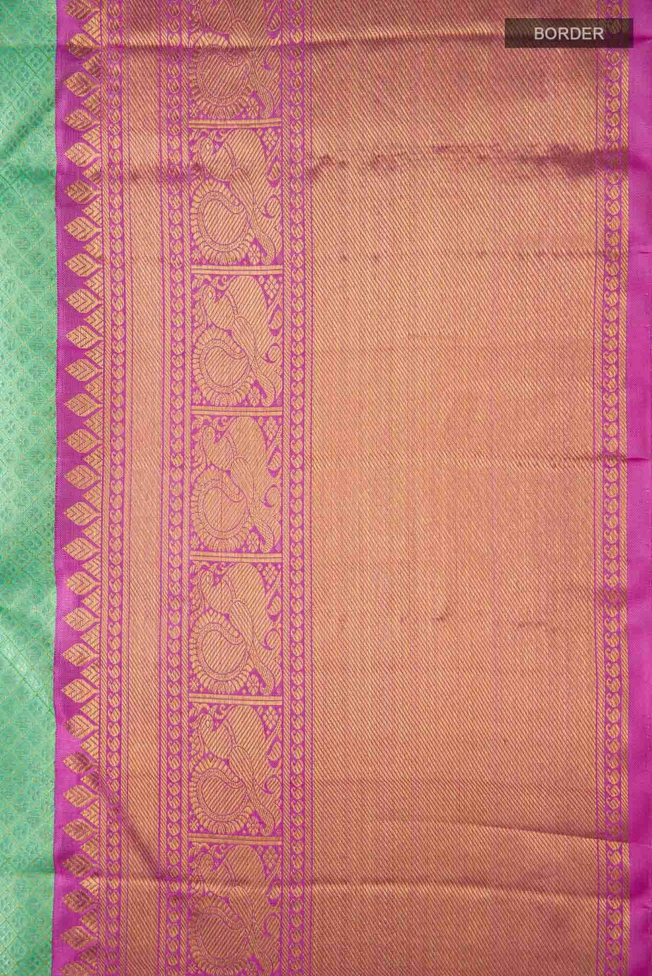 Pure Silk Pure Zari Sea Green Dual Tone Kanchipuram Saree