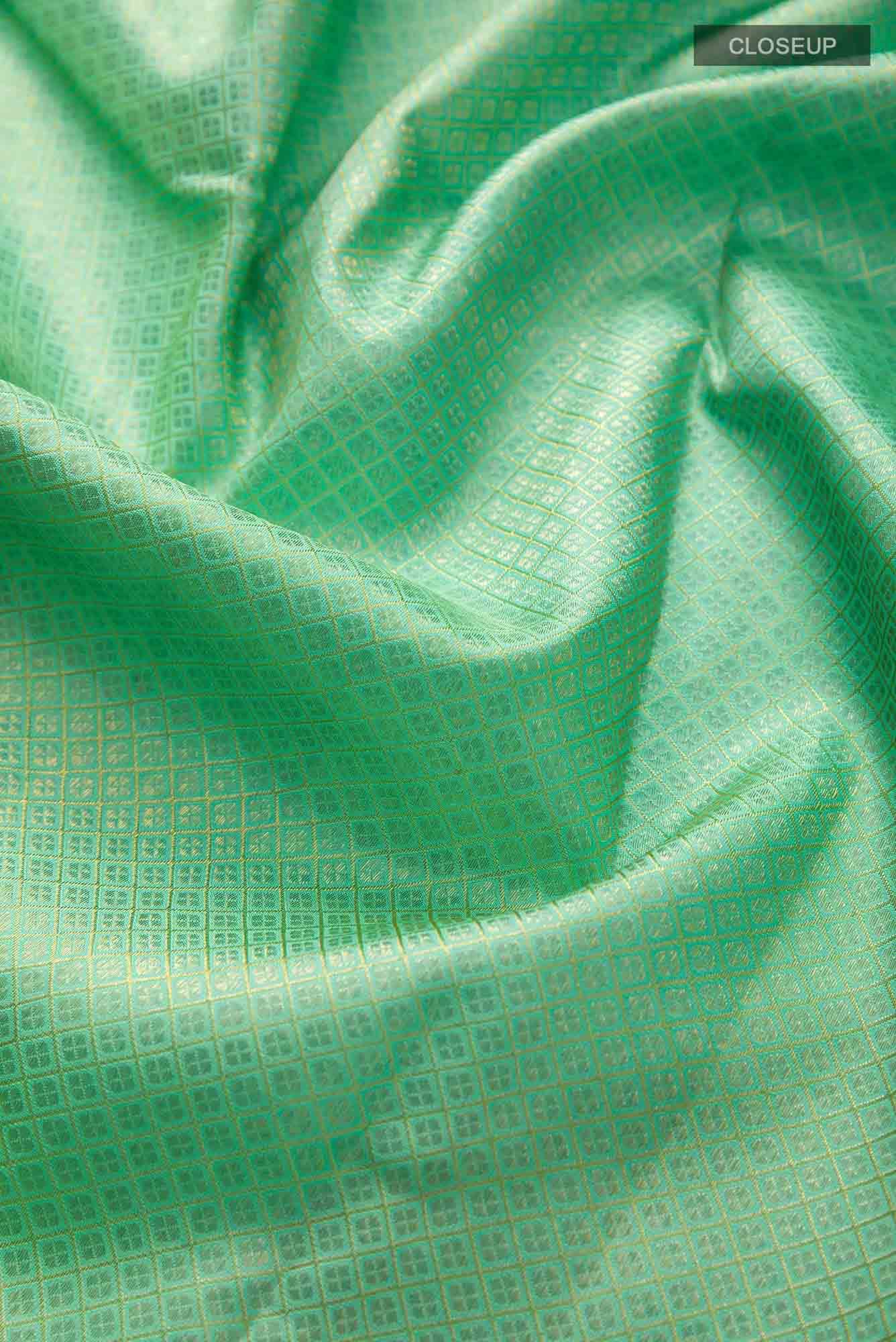 Pure Silk Pure Zari Sea Green Dual Tone Kanchipuram Saree