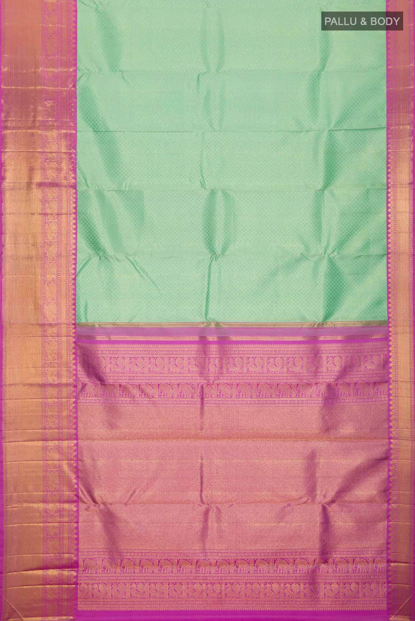 Pure Silk Pure Zari Sea Green Dual Tone Kanchipuram Saree