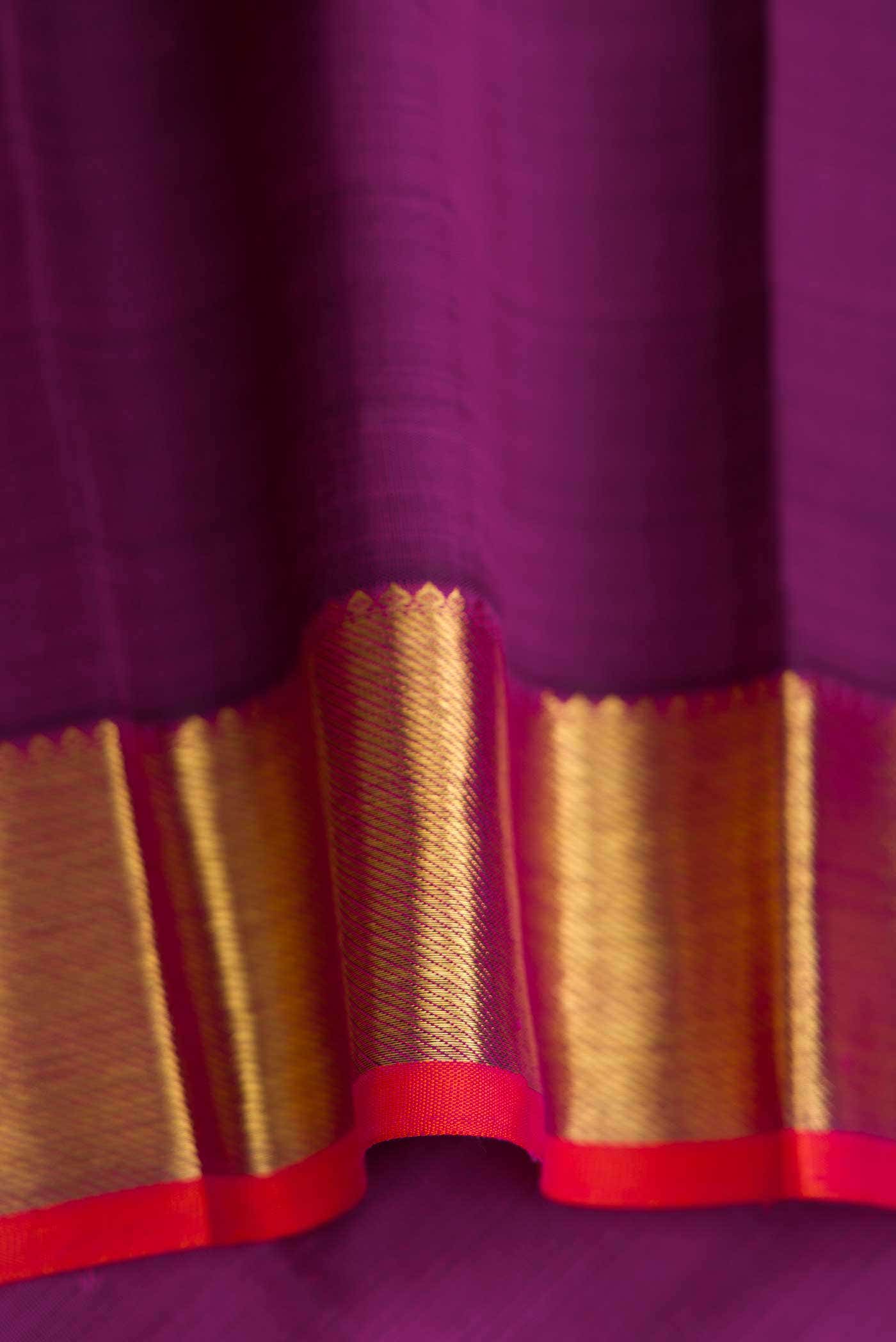Pure Silk Pure Zari Magenta Dual Tone Kanchipuram Saree