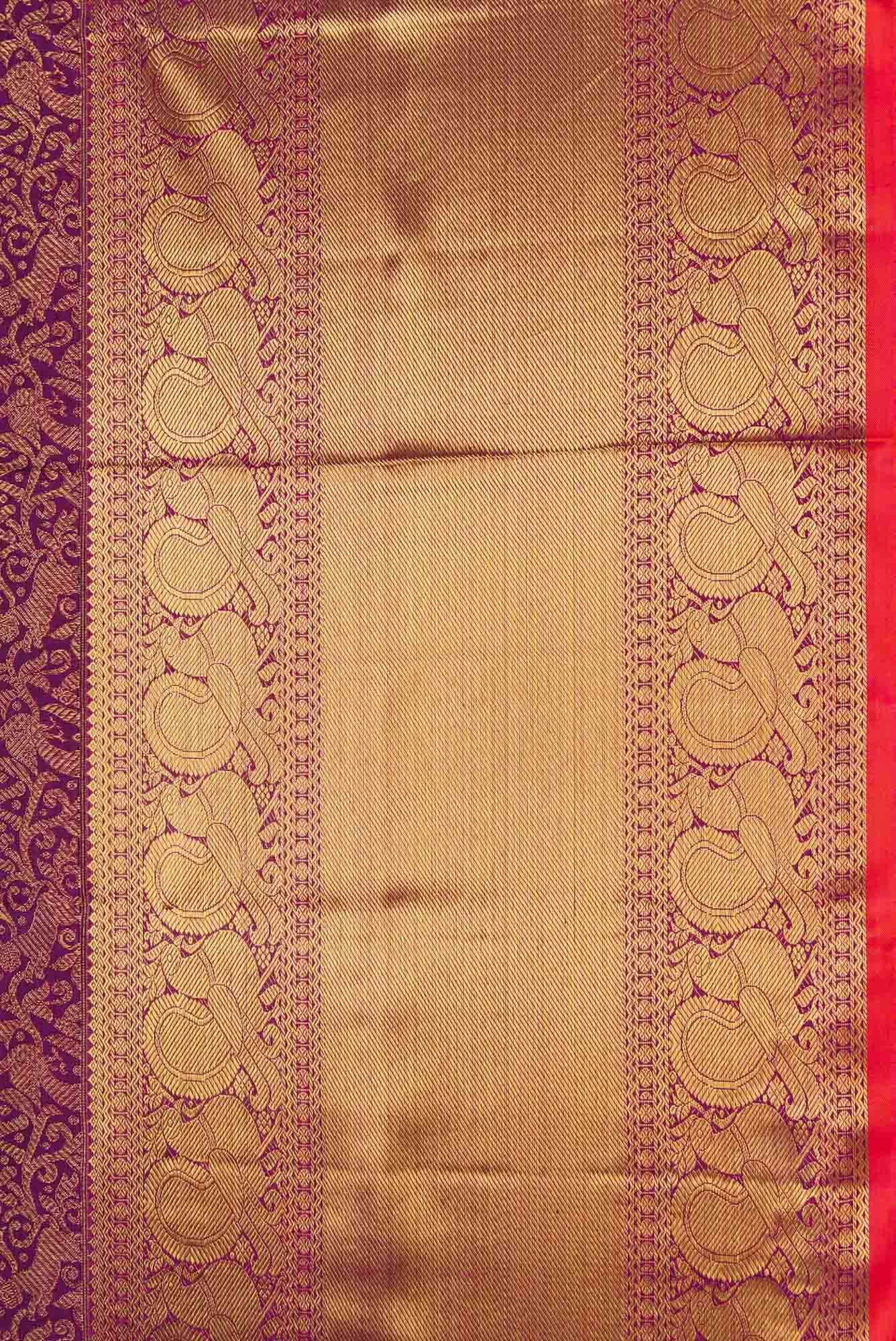 Pure Silk Pure Zari Magenta Dual Tone Kanchipuram Saree