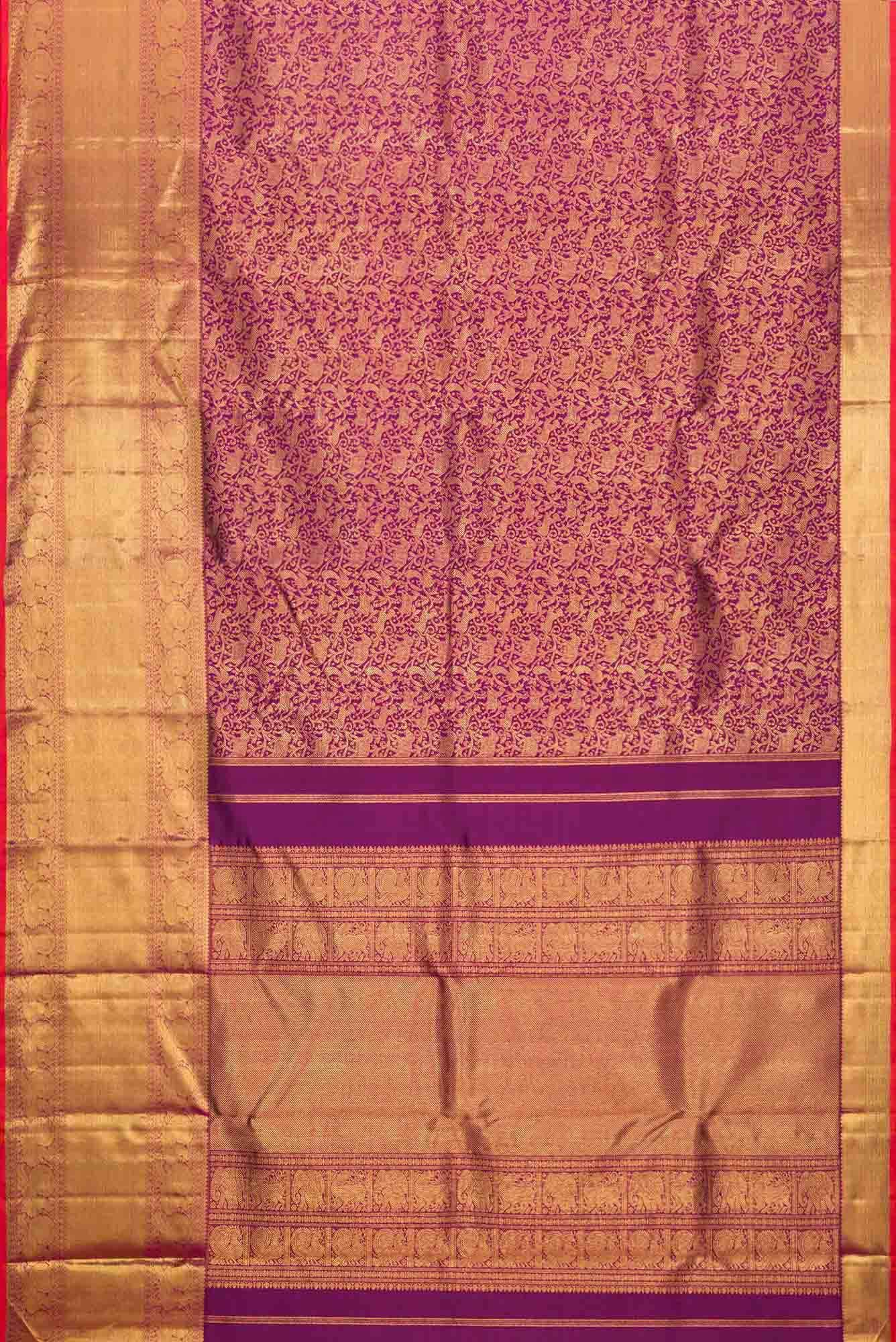 Pure Silk Pure Zari Magenta Dual Tone Kanchipuram Saree