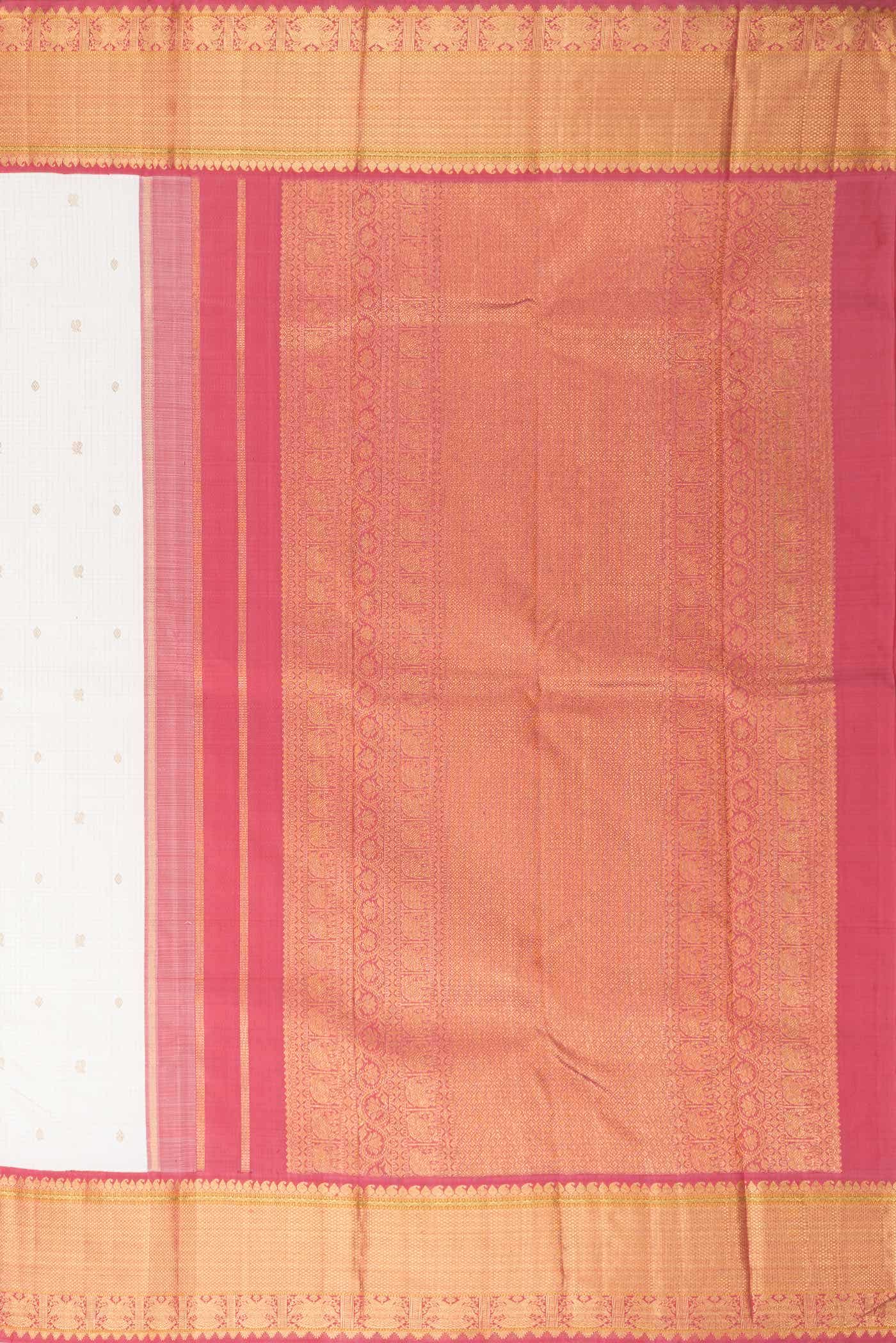 Pure Silk Pure Zari Off White Dual Tone Kanchipuram Saree