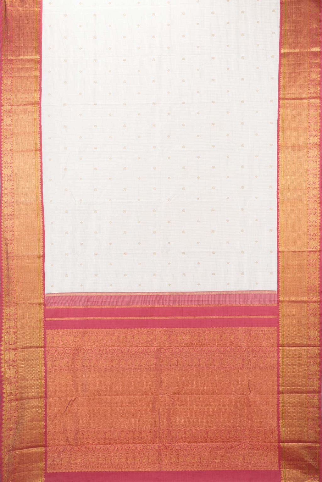 Pure Silk Pure Zari Off White Dual Tone Kanchipuram Saree