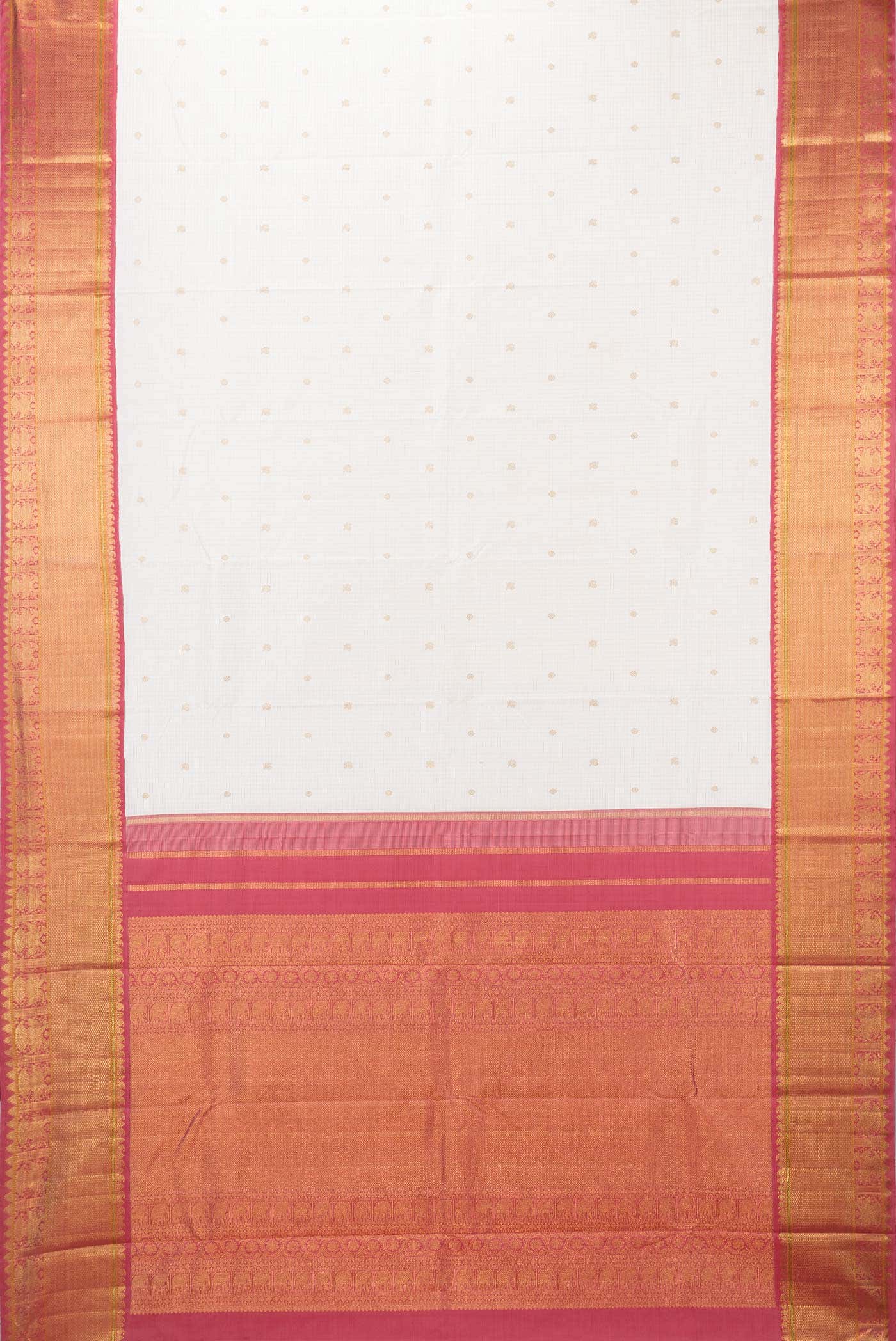 Pure Silk Pure Zari Off White Dual Tone Kanchipuram Saree