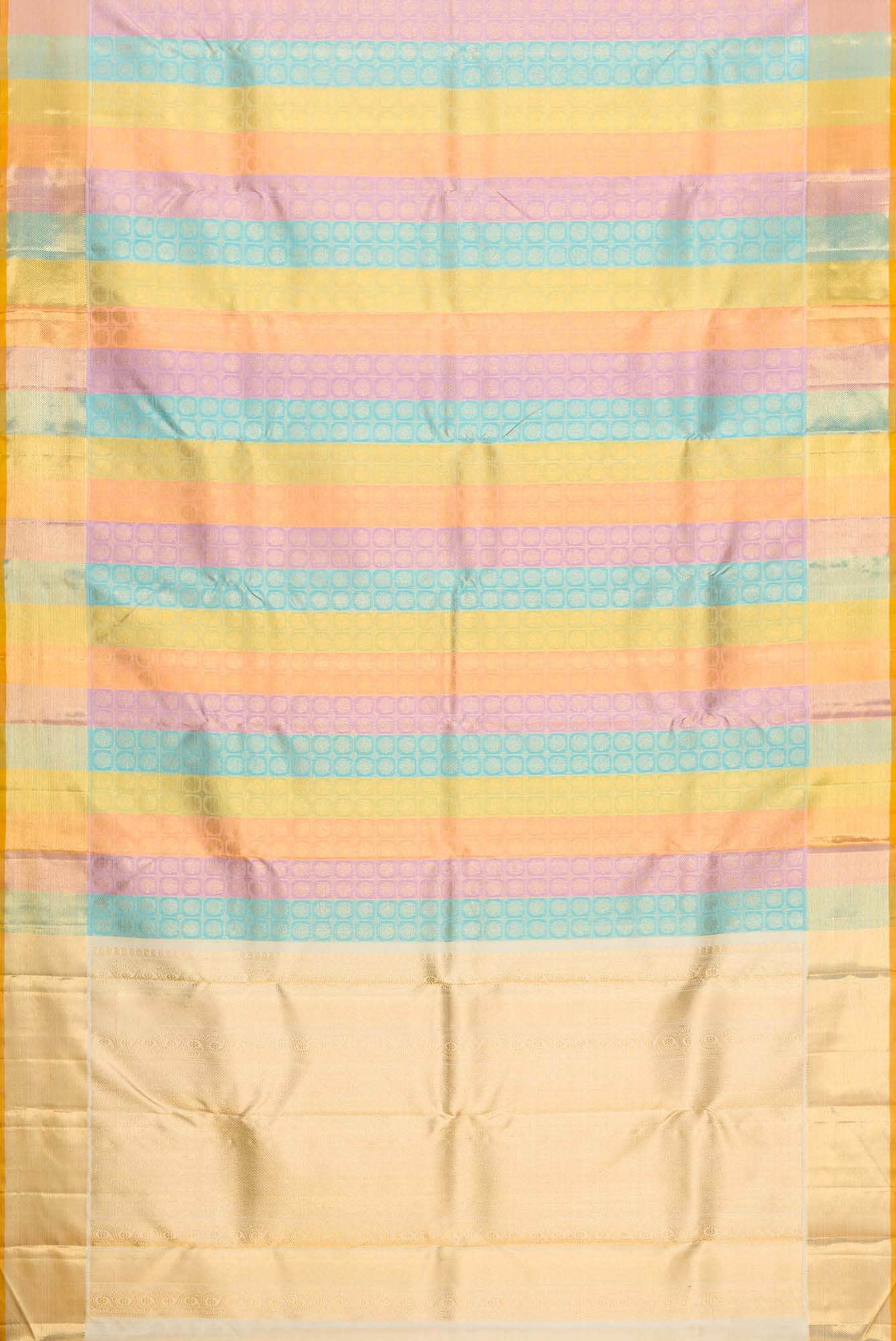 Sandal|Peach|Blue and Pista Green Dual Tone Kanchipuram Silk Saree