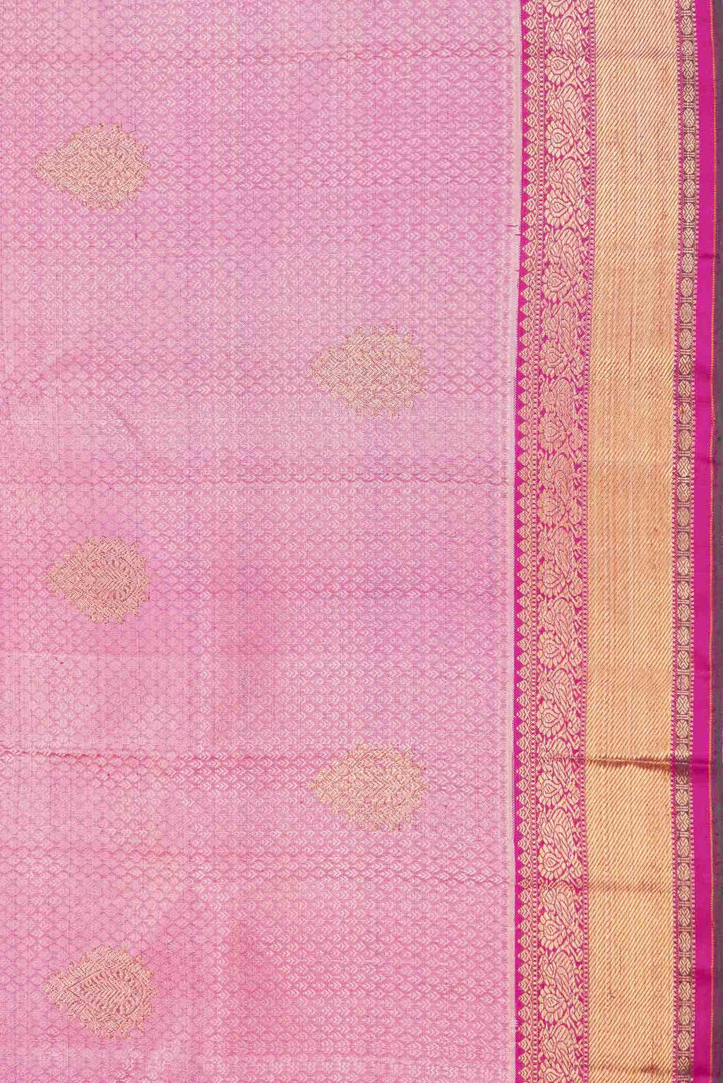 Pure Silk Pure Zari Pink Dual Tone Kanchipuram Saree