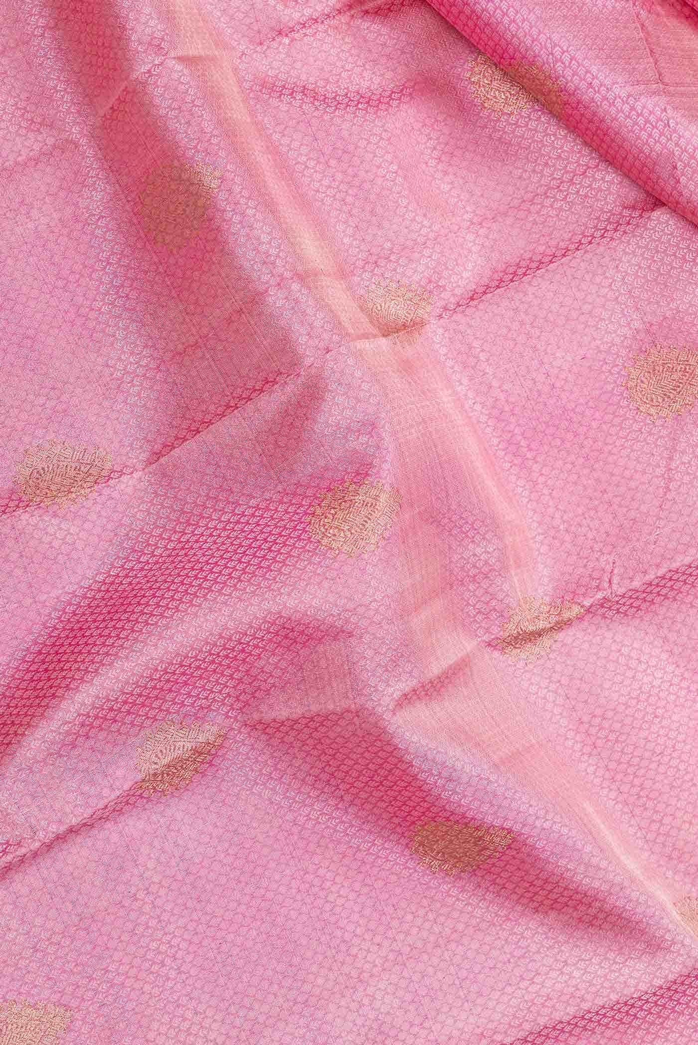 Pure Silk Pure Zari Pink Dual Tone Kanchipuram Saree