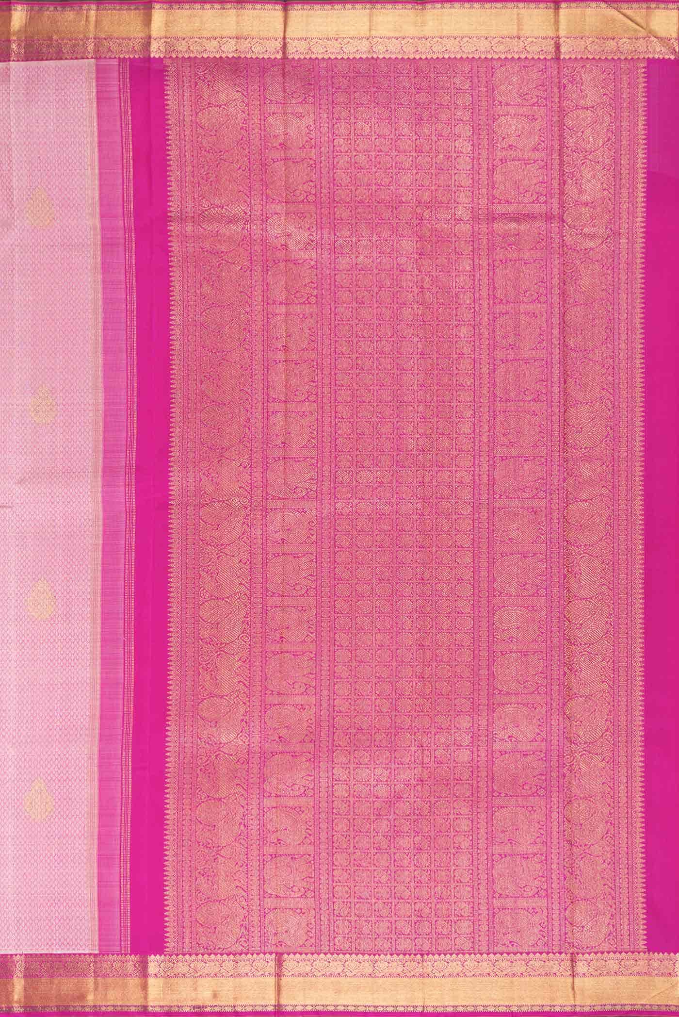 Pure Silk Pure Zari Pink Dual Tone Kanchipuram Saree