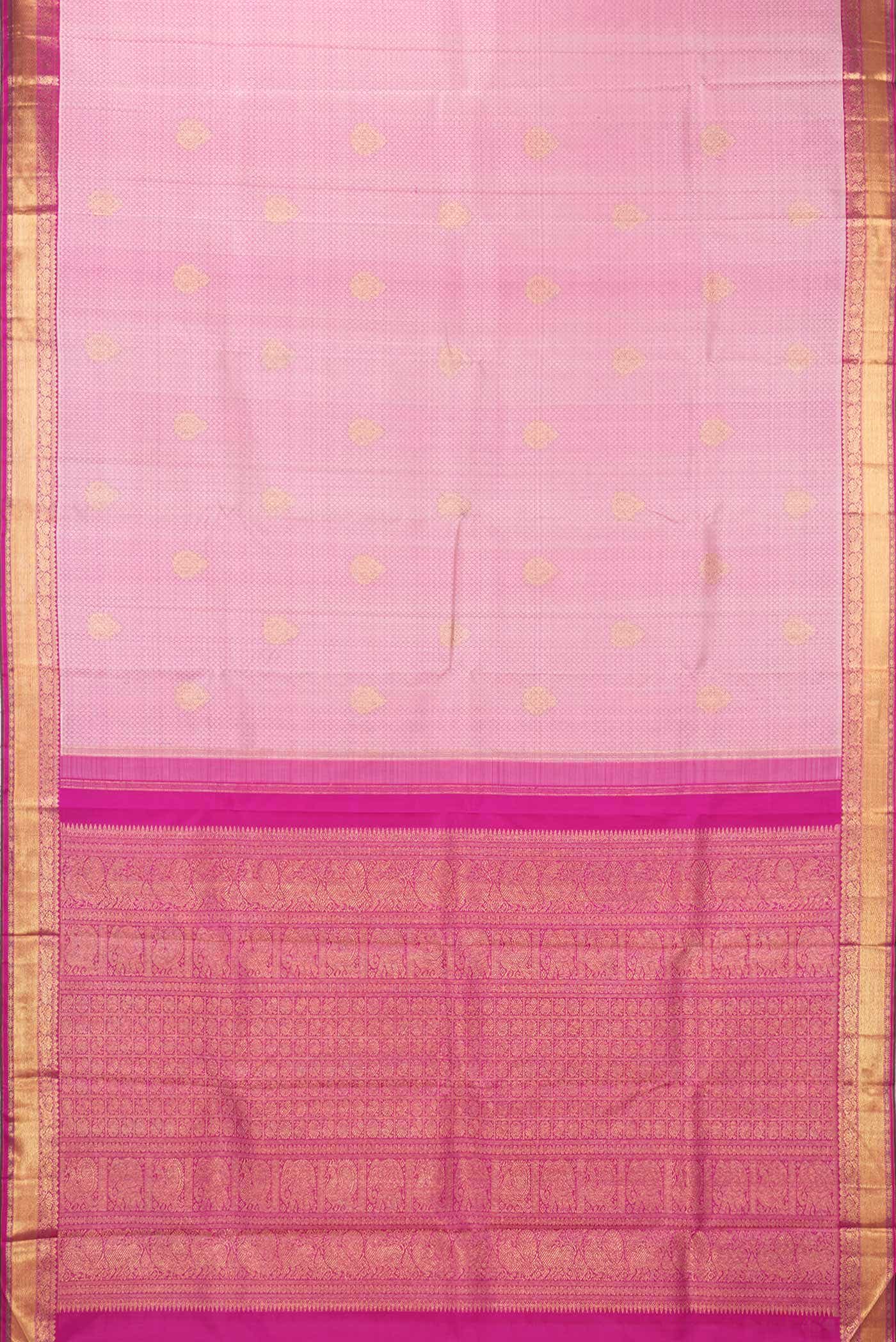 Pure Silk Pure Zari Pink Dual Tone Kanchipuram Saree