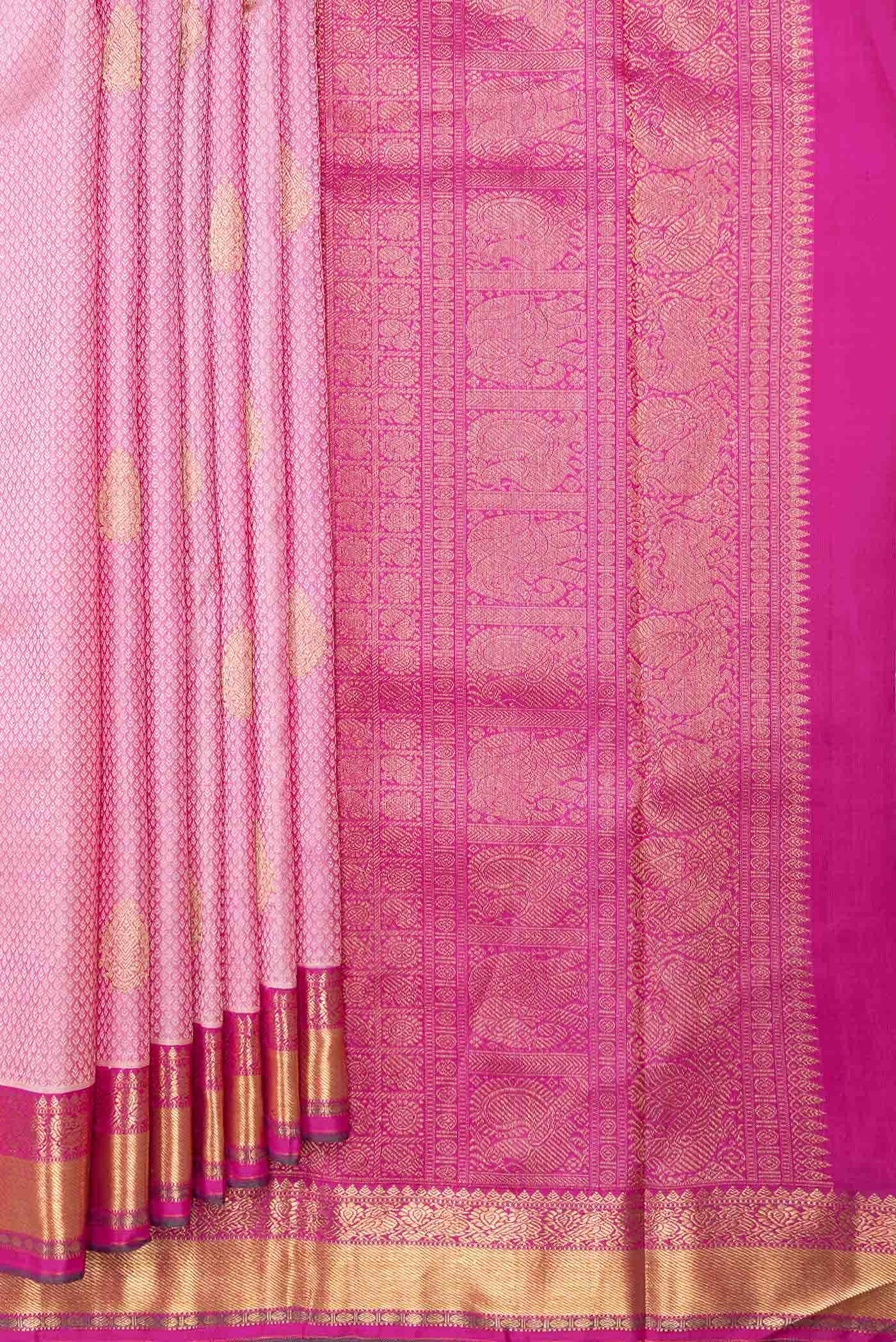 Pure Silk Pure Zari Pink Dual Tone Kanchipuram Saree