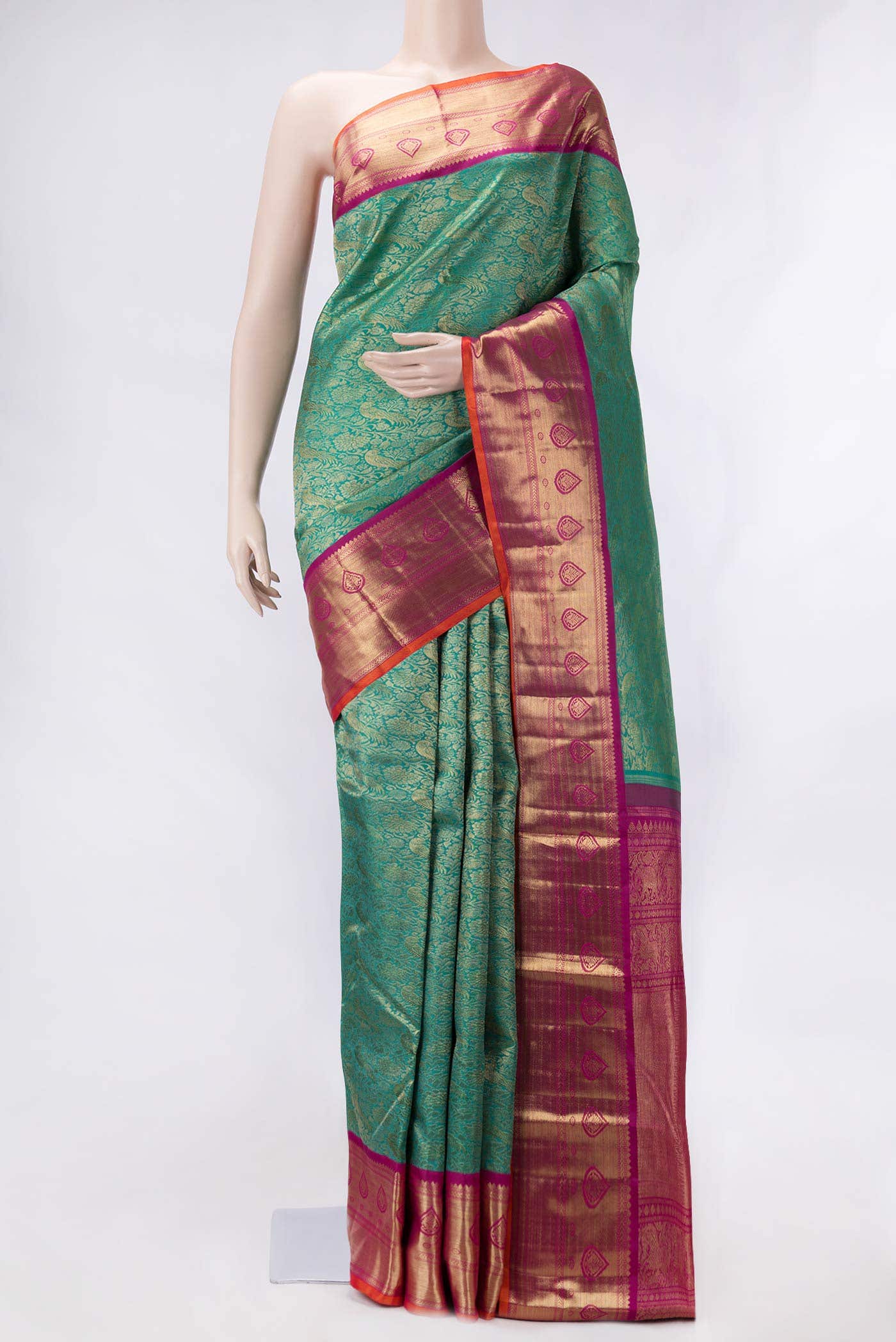 Pure Silk Pure Zari Green Kanchipuram Saree