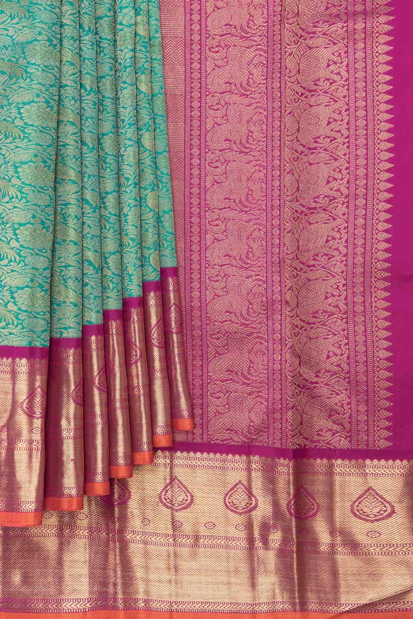 Pure Silk Pure Zari Green Kanchipuram Saree