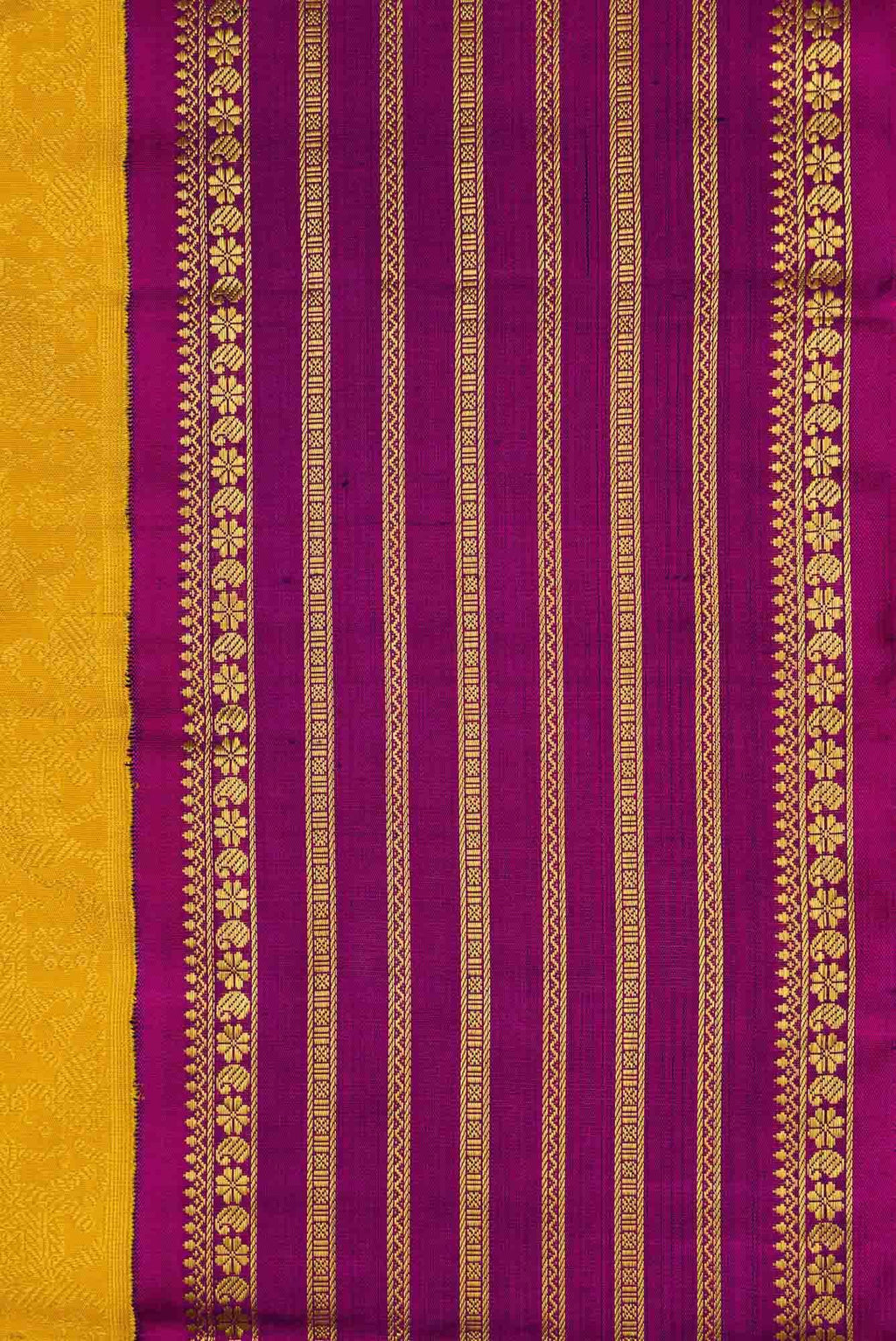 Pure Silk Pure Zari Mustard Dual Tone Kanchipuram Saree