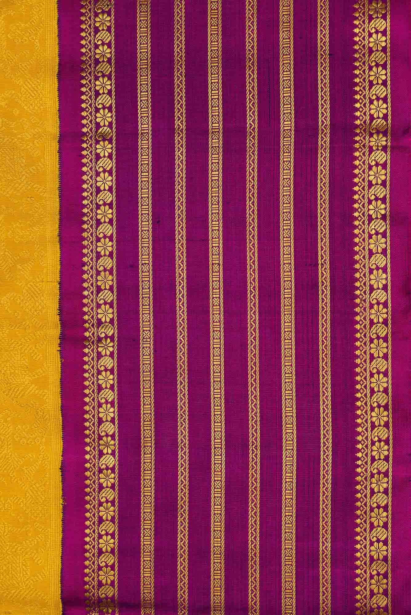 Pure Silk Pure Zari Mustard Dual Tone Kanchipuram Saree
