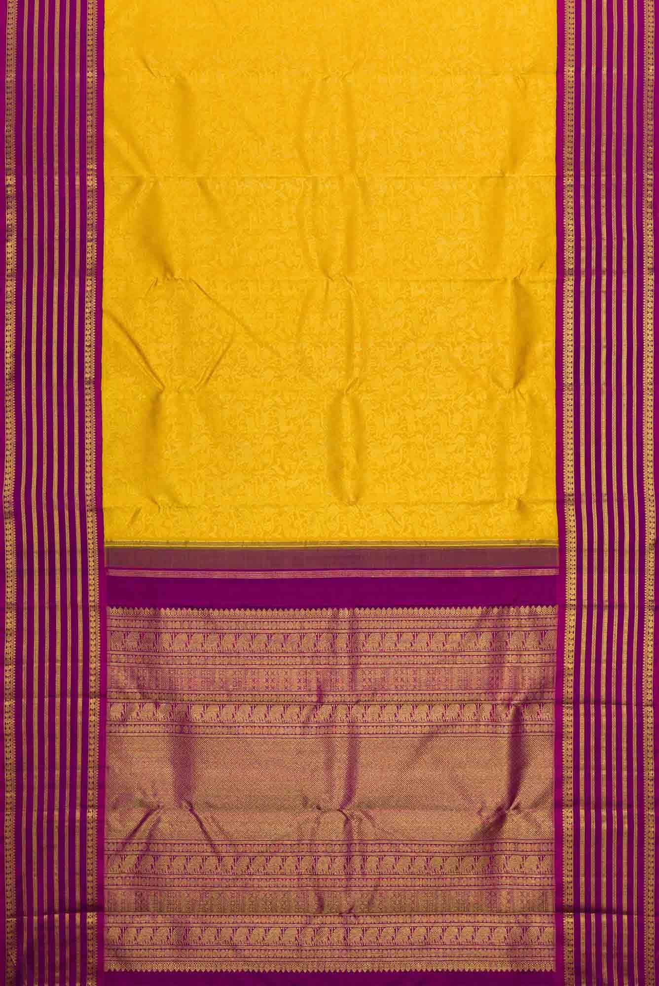 Pure Silk Pure Zari Mustard Dual Tone Kanchipuram Saree
