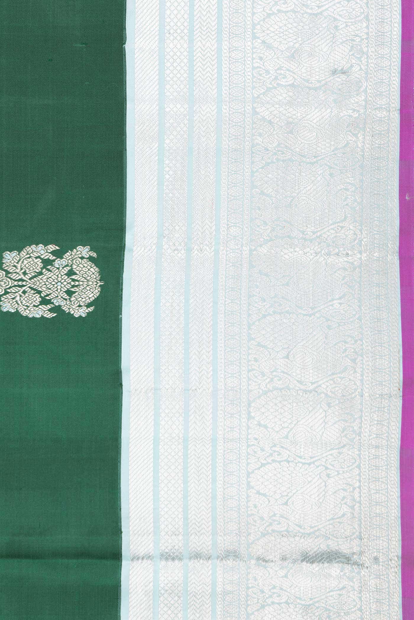 Pure Silk Pure Zari Bottle Green Dual Tone Kanchipuram Saree