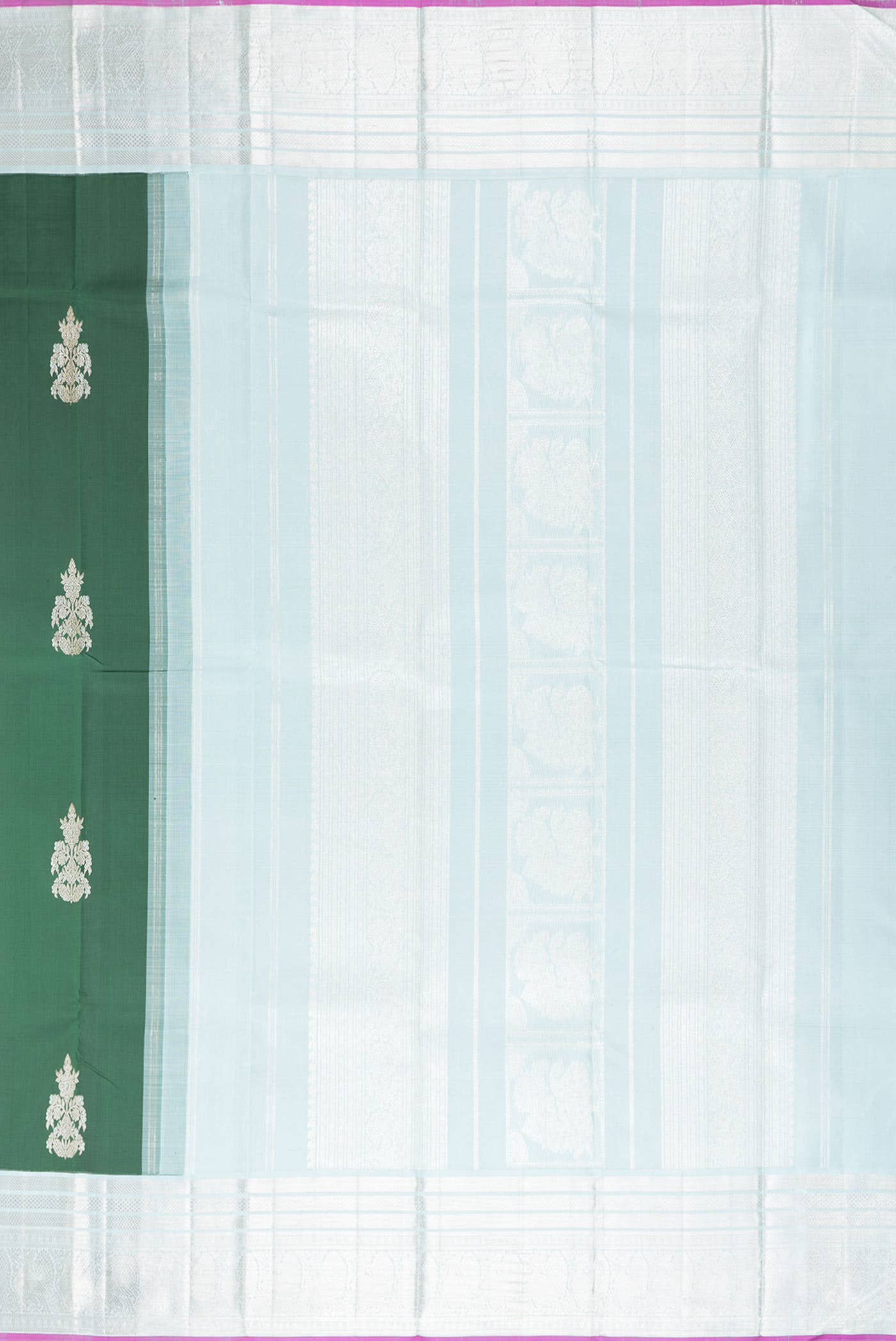 Pure Silk Pure Zari Bottle Green Dual Tone Kanchipuram Saree