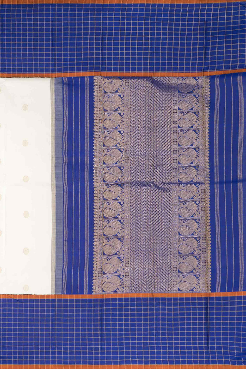 Pure Silk Pure Zari Off White Dual Tone Kanchipuram Saree