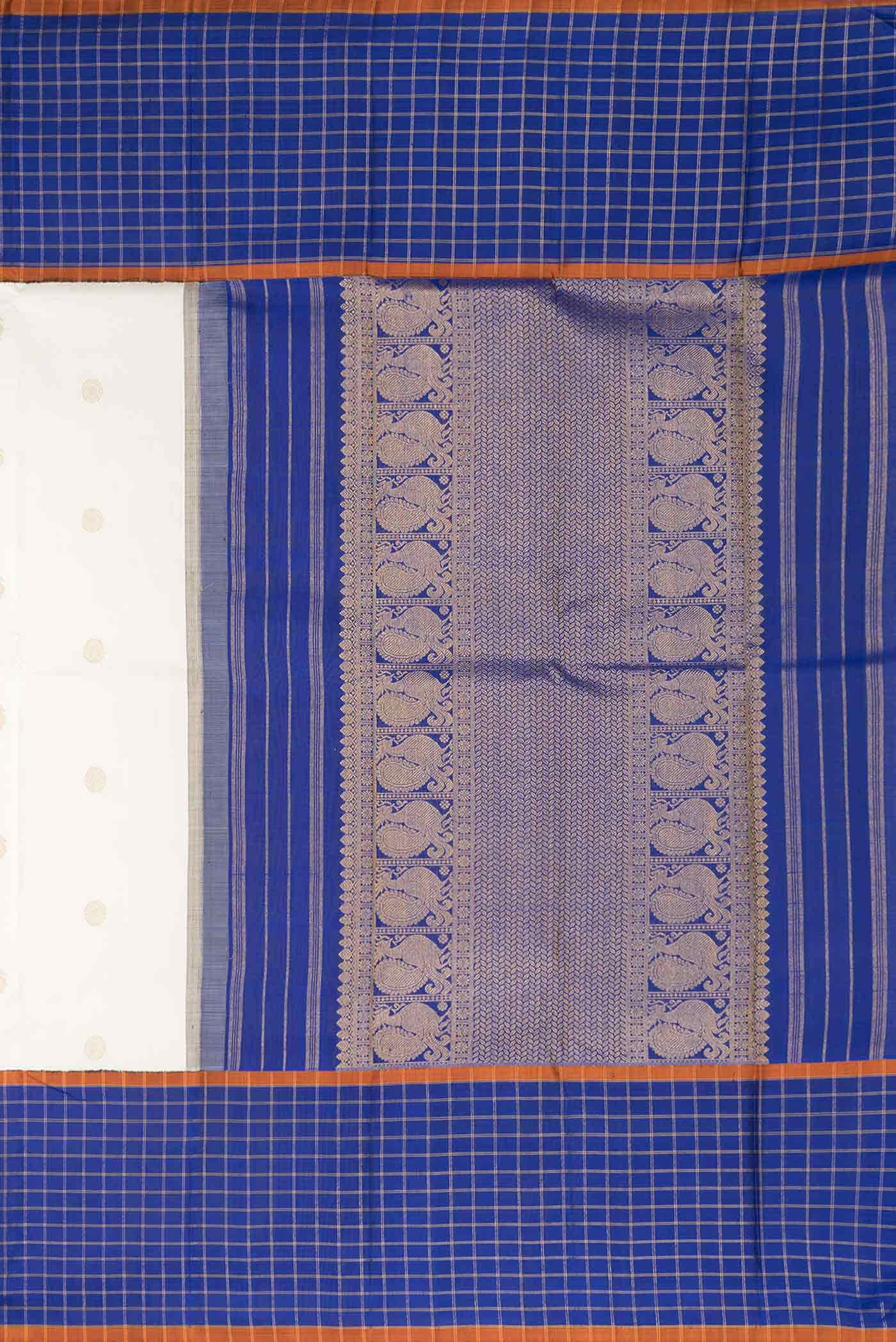Pure Silk Pure Zari Off White Dual Tone Kanchipuram Saree