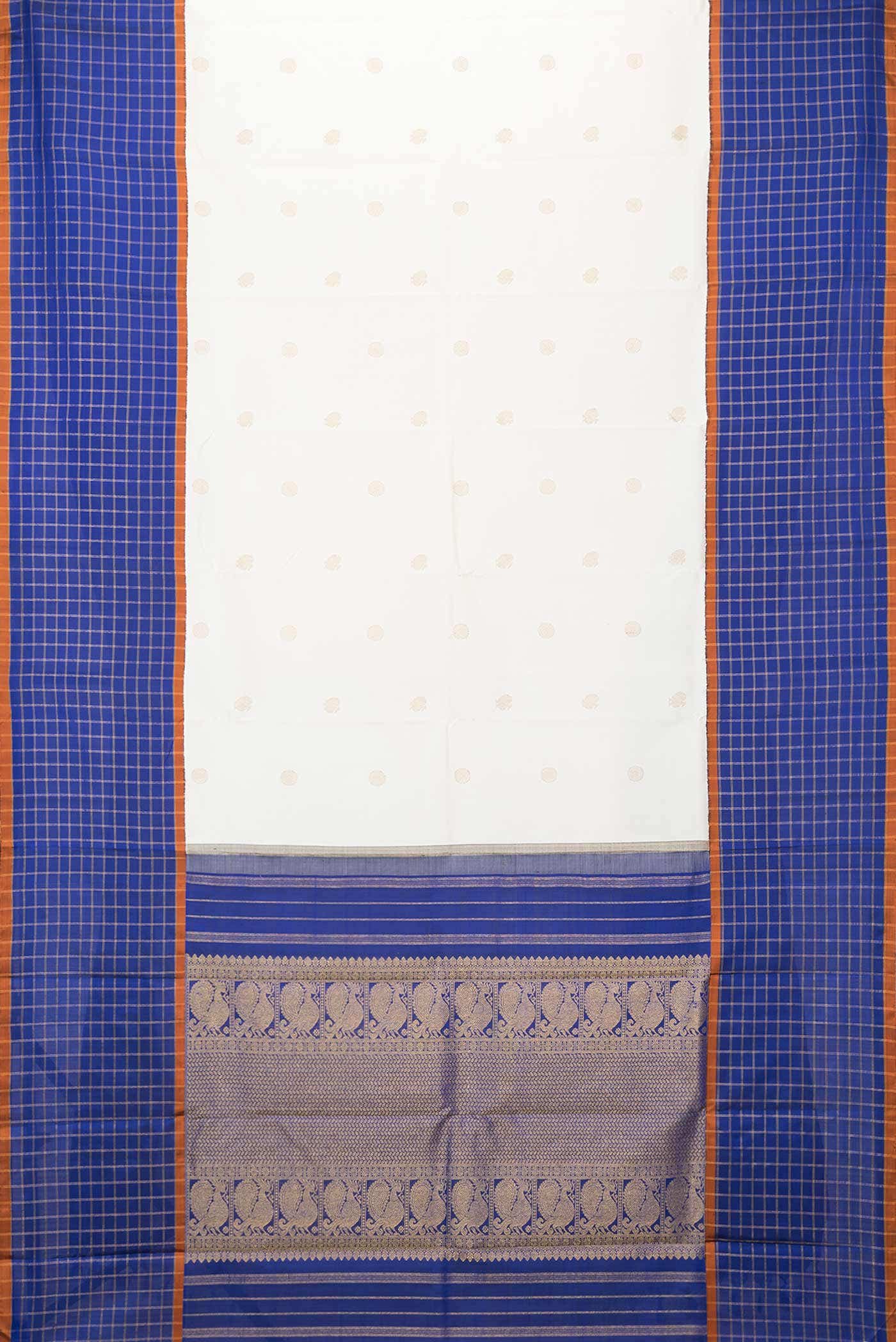 Pure Silk Pure Zari Off White Dual Tone Kanchipuram Saree