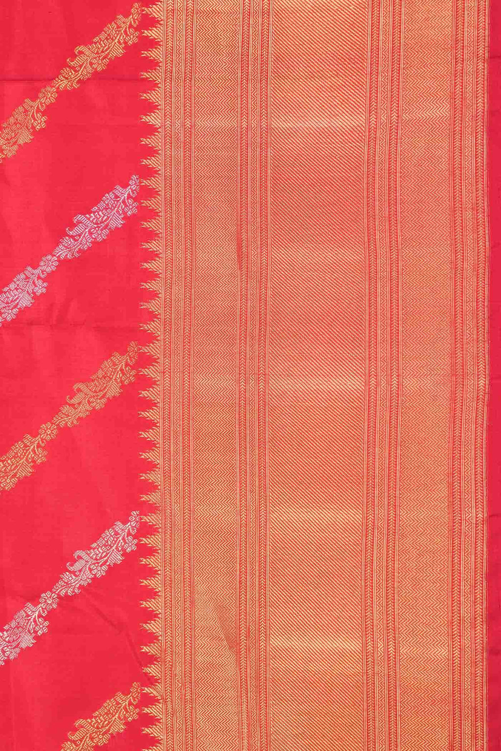 Pure Silk Pure Zari Red Dual Tone Kanchipuram Saree