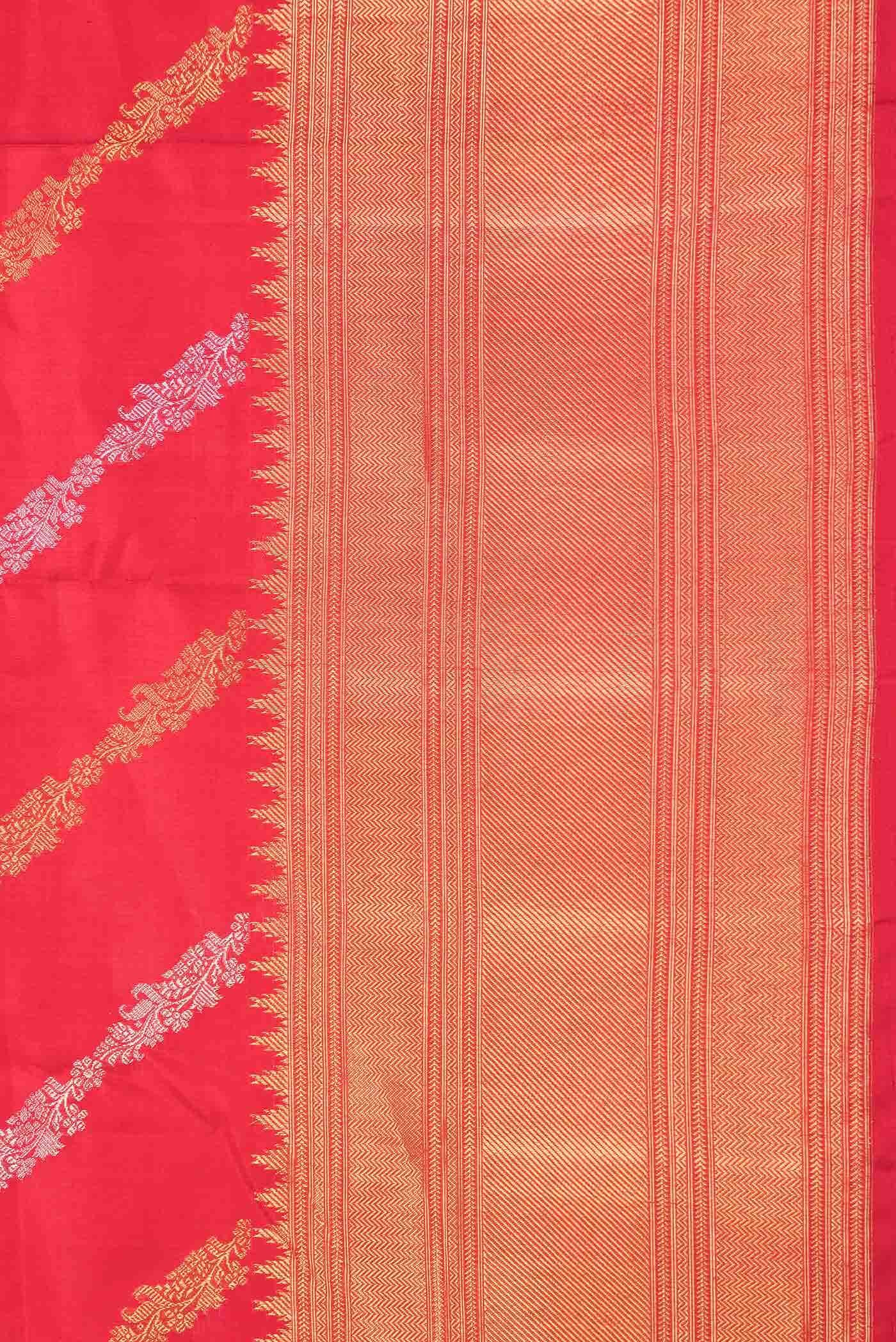 Pure Silk Pure Zari Red Dual Tone Kanchipuram Saree