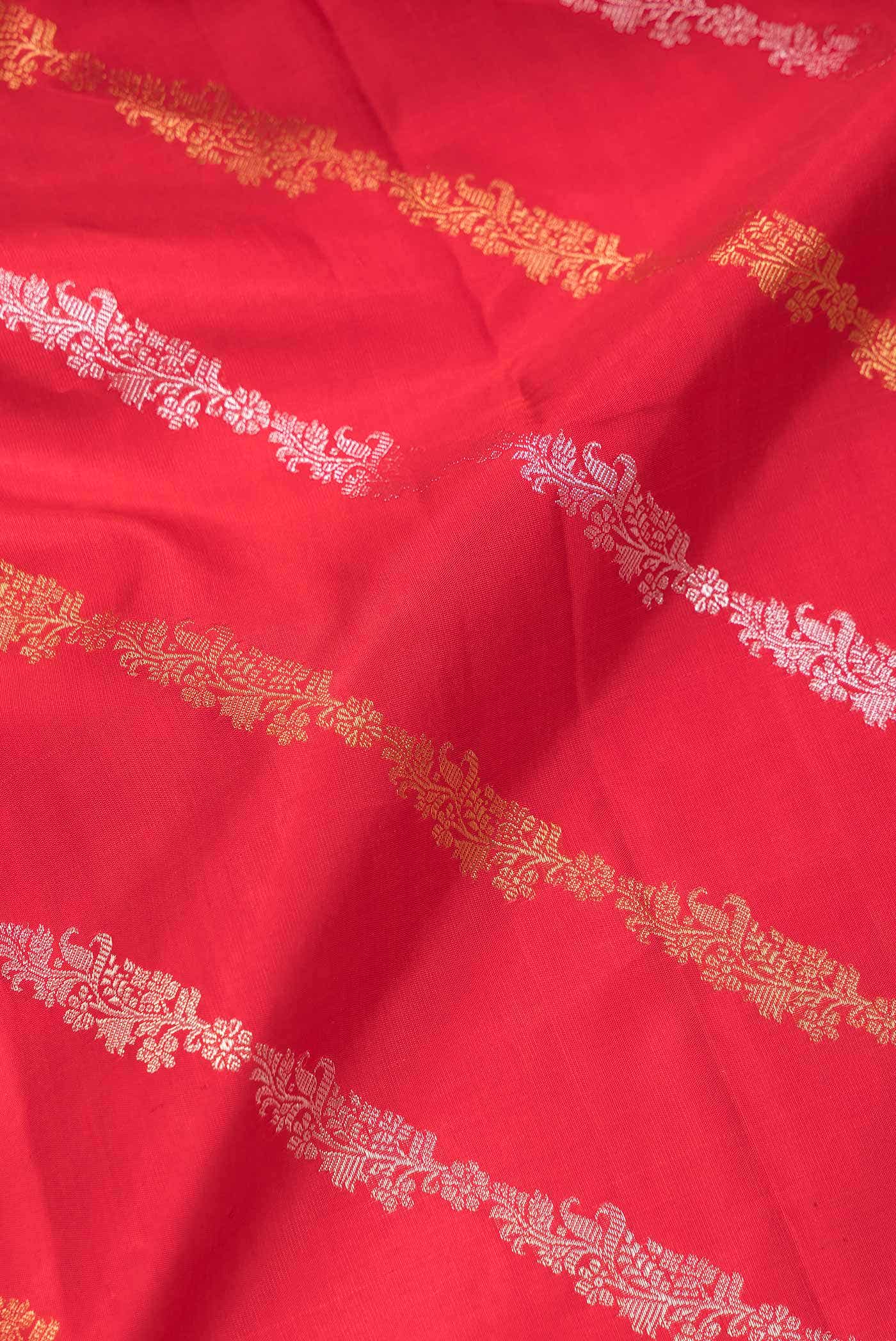 Pure Silk Pure Zari Red Dual Tone Kanchipuram Saree