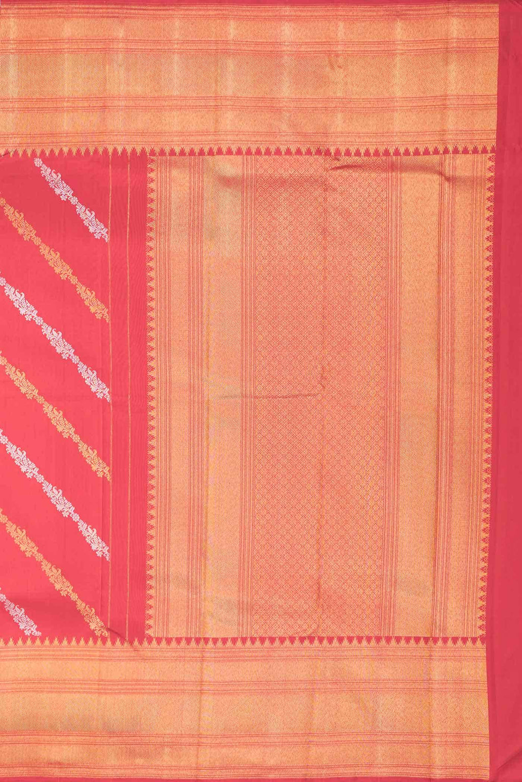 Pure Silk Pure Zari Red Dual Tone Kanchipuram Saree