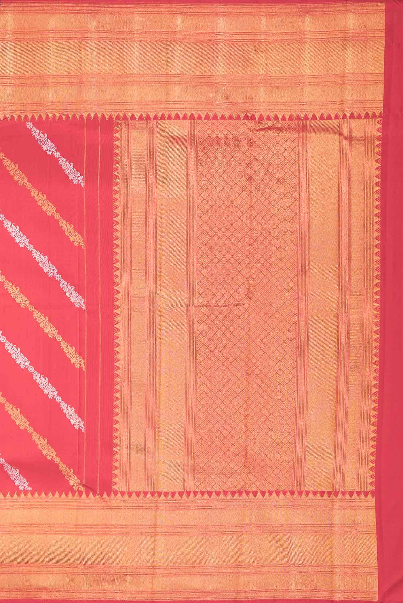 Pure Silk Pure Zari Red Dual Tone Kanchipuram Saree
