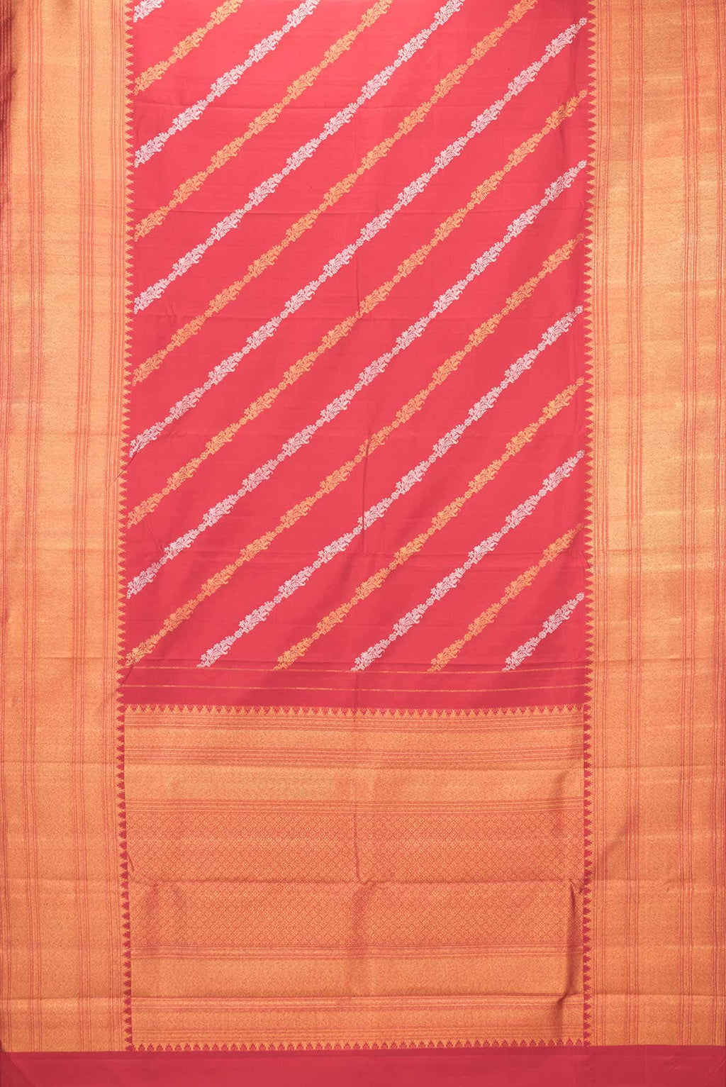 Pure Silk Pure Zari Red Dual Tone Kanchipuram Saree