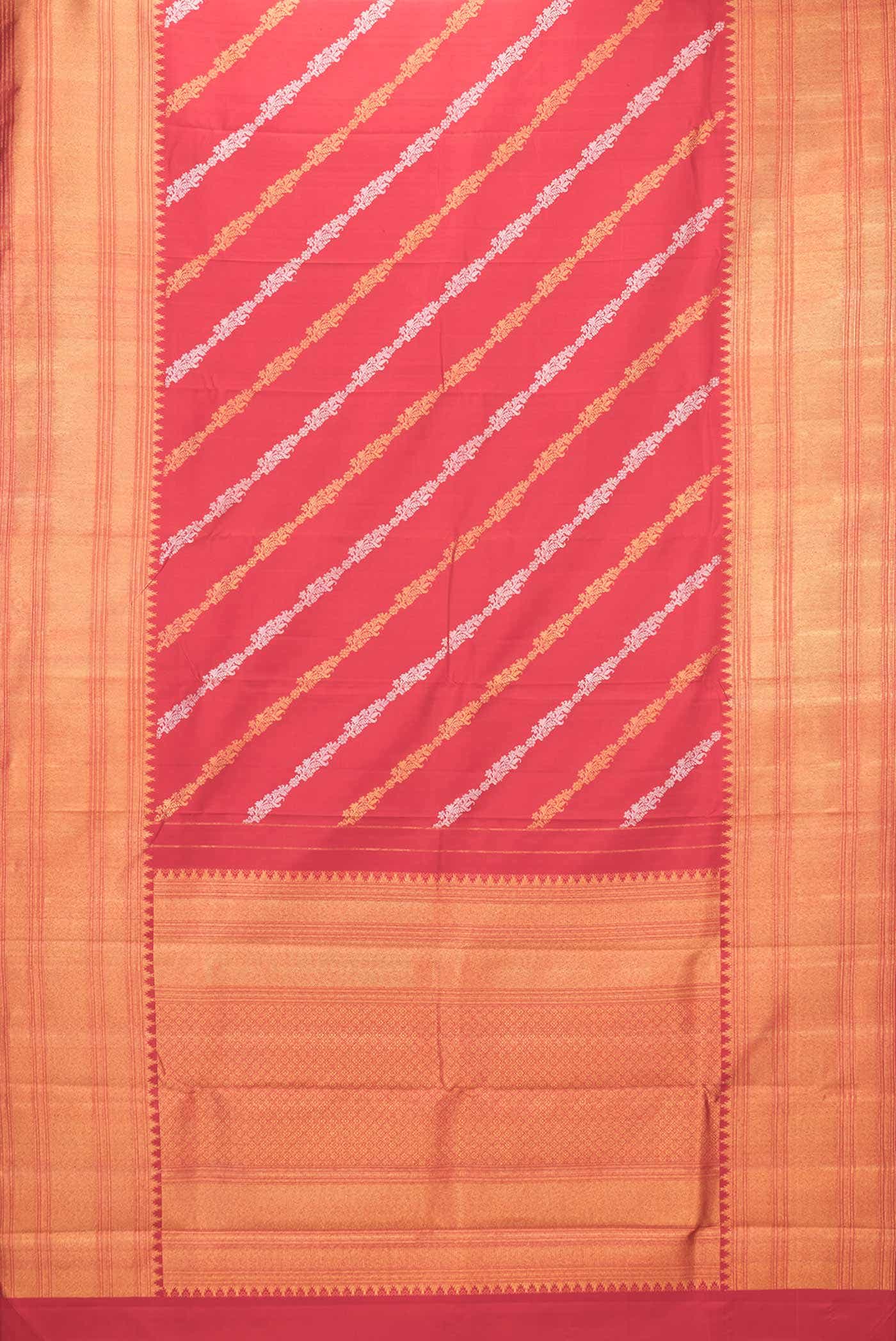 Pure Silk Pure Zari Red Dual Tone Kanchipuram Saree