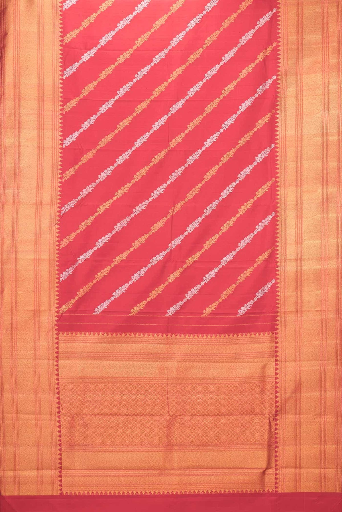 Pure Silk Pure Zari Red Dual Tone Kanjivaram Saree