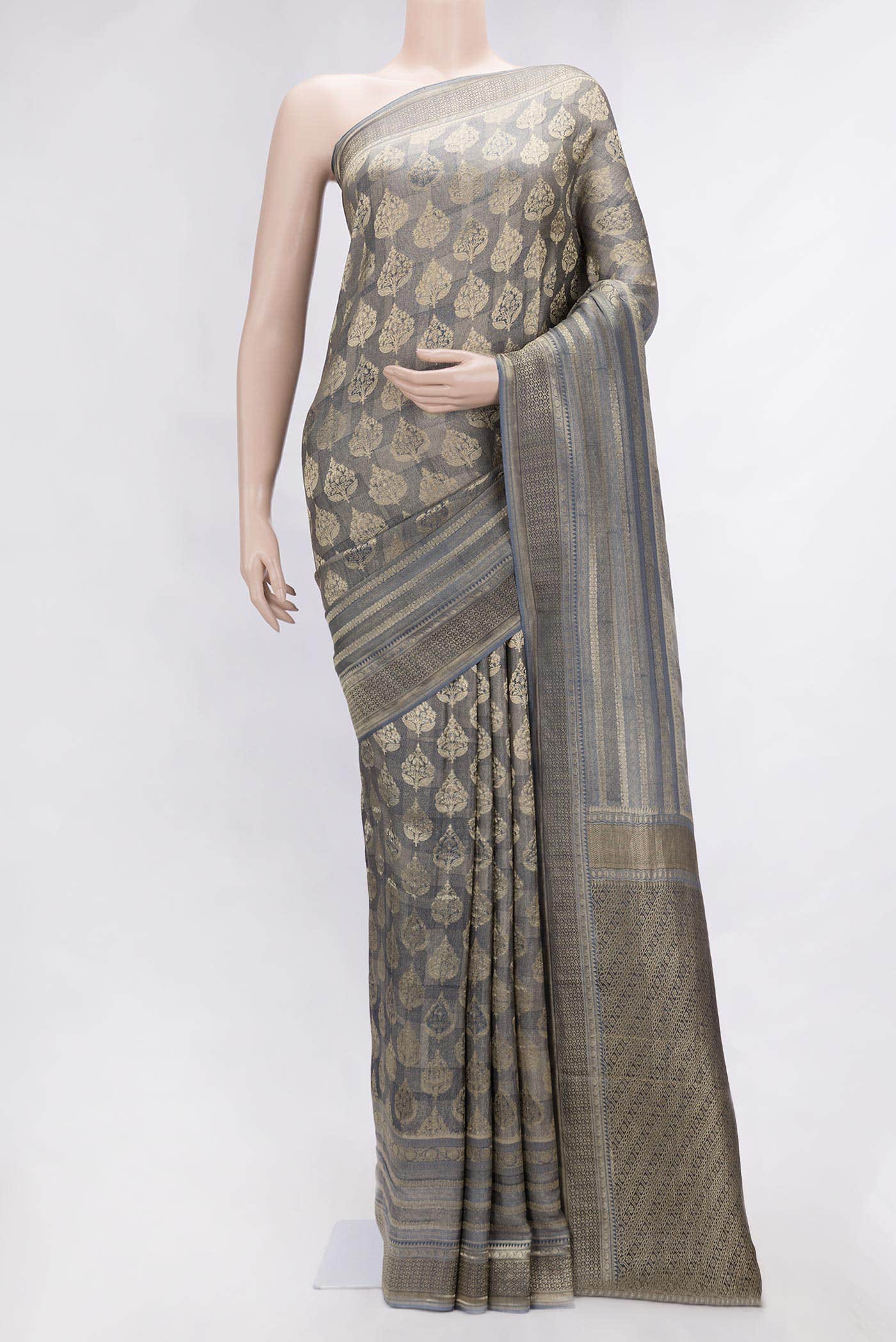 Grey Dual Tone Mysore Georgette Saree