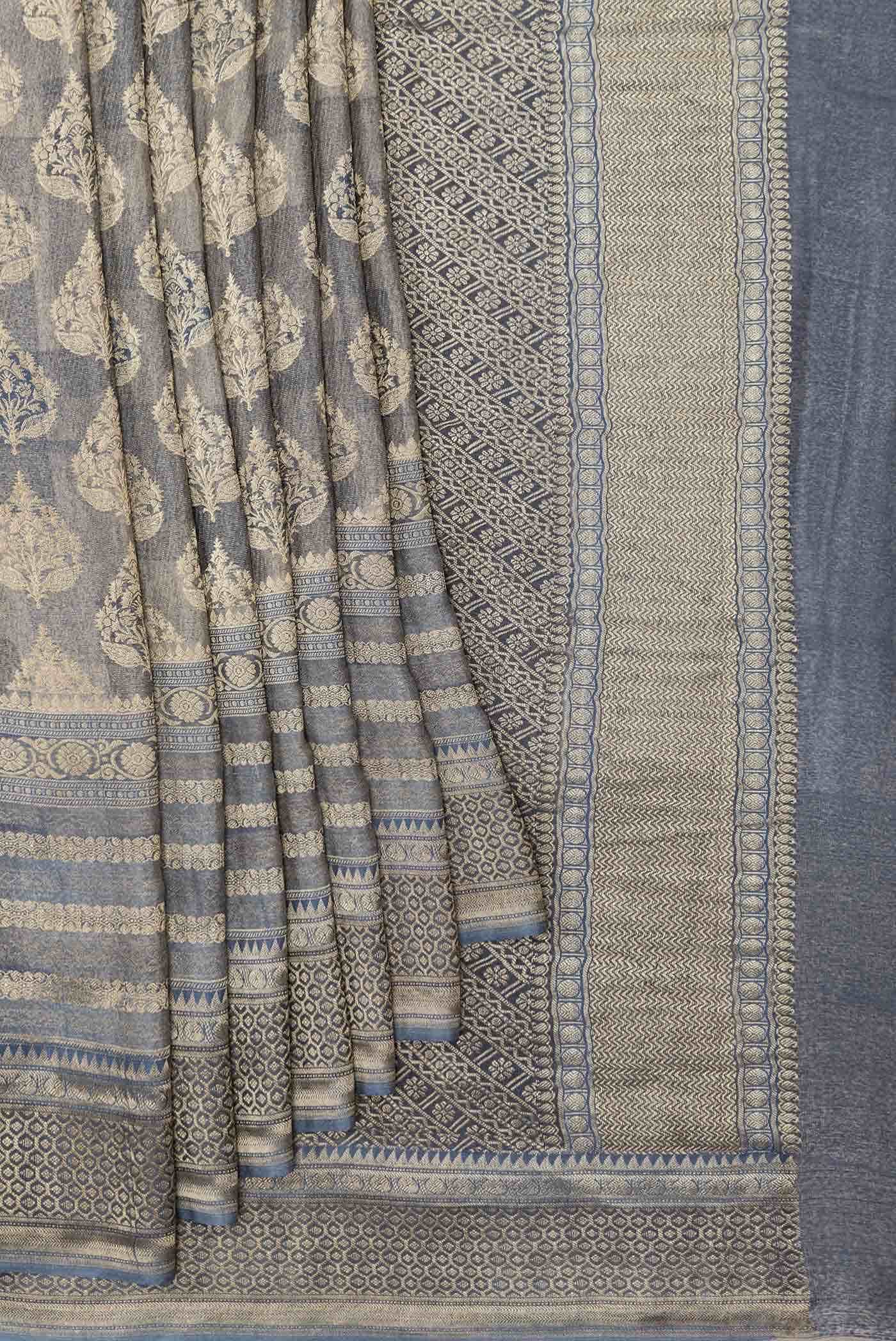Grey Dual Tone Mysore Georgette Saree