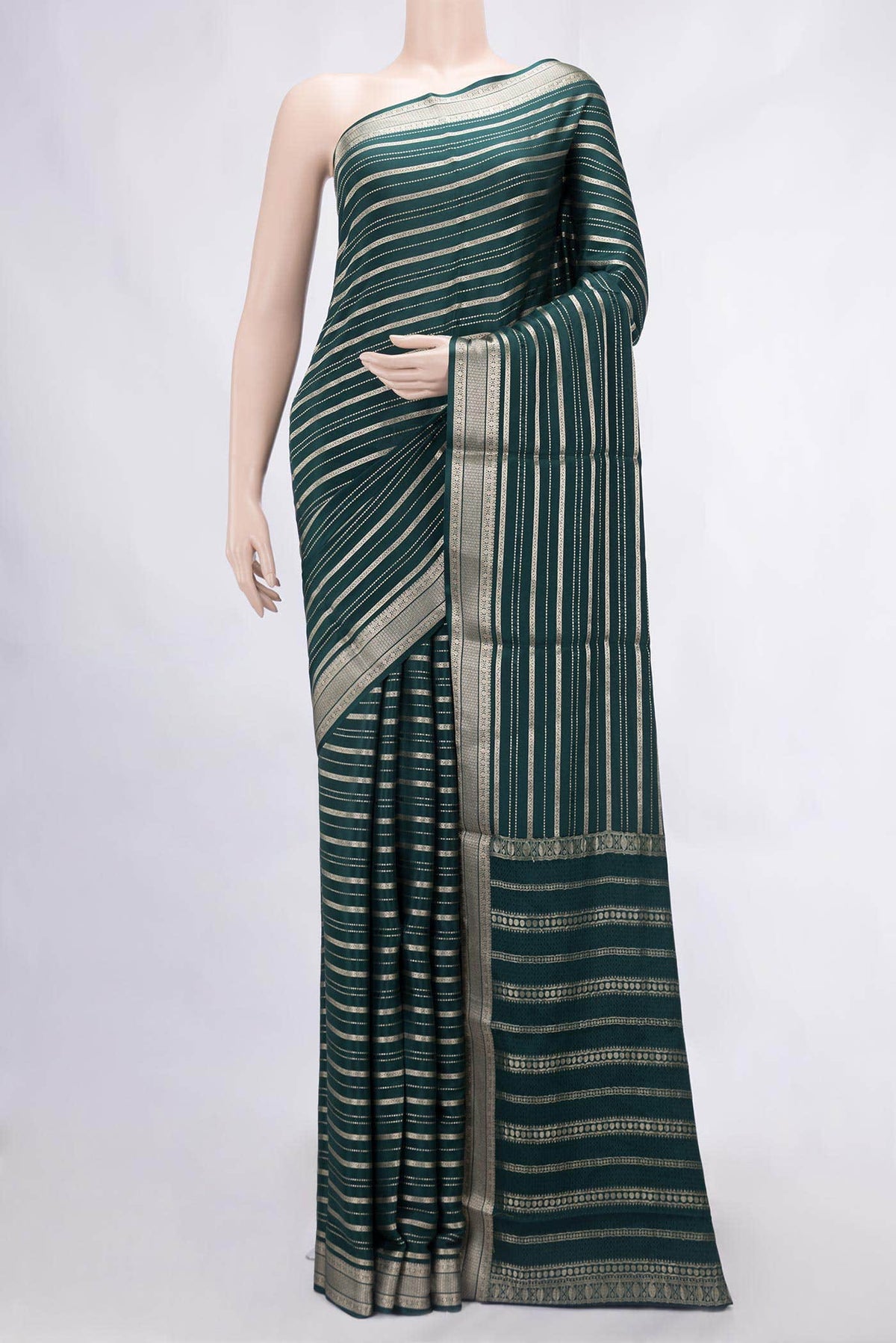 Bottle Green Mysore Crepe Saree