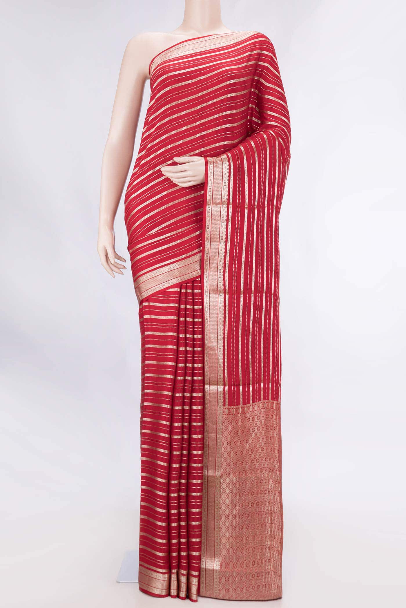 Red Dual Tone Mysore Crepe Saree