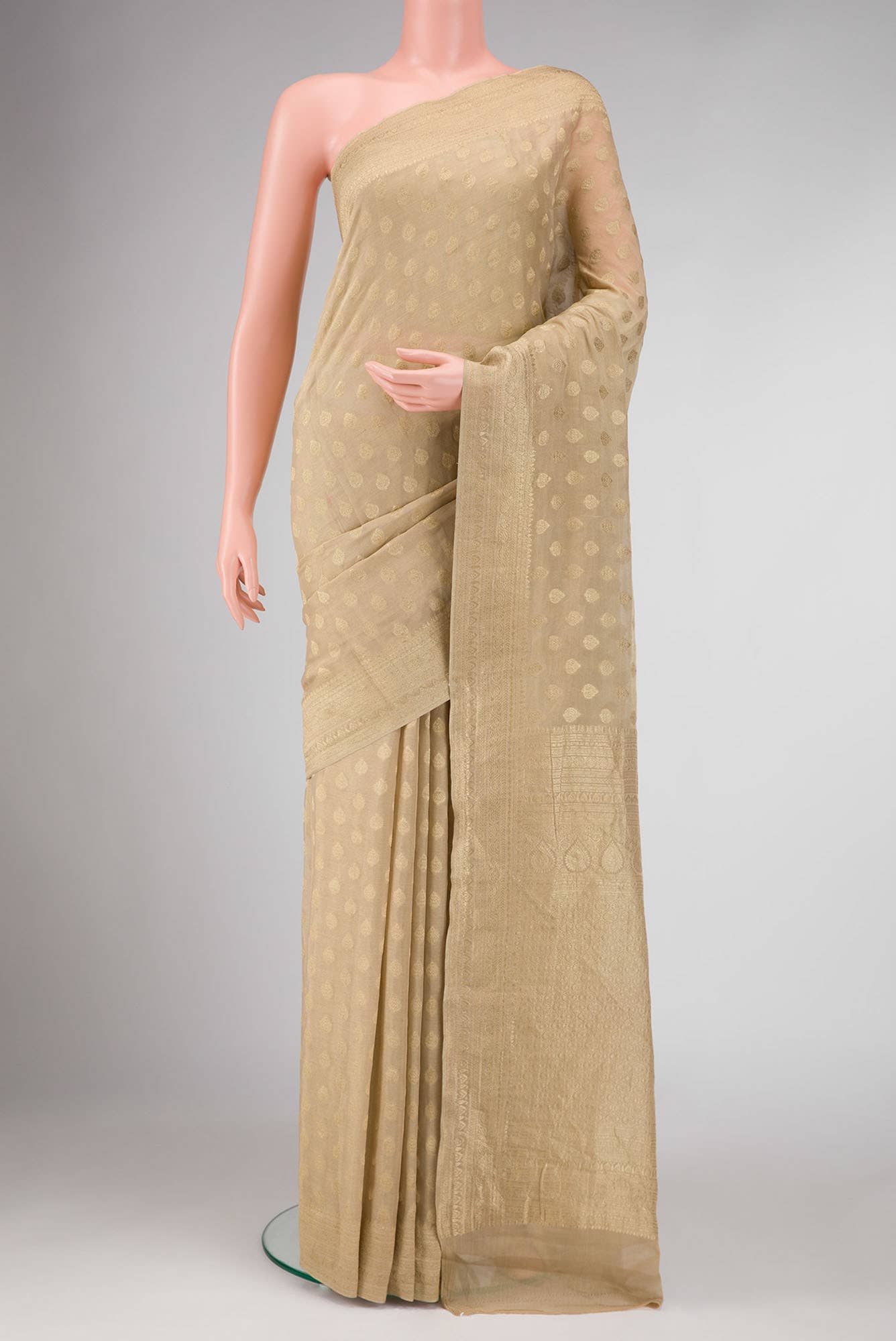 Beige Dual Tone Banarasi Georgette Saree