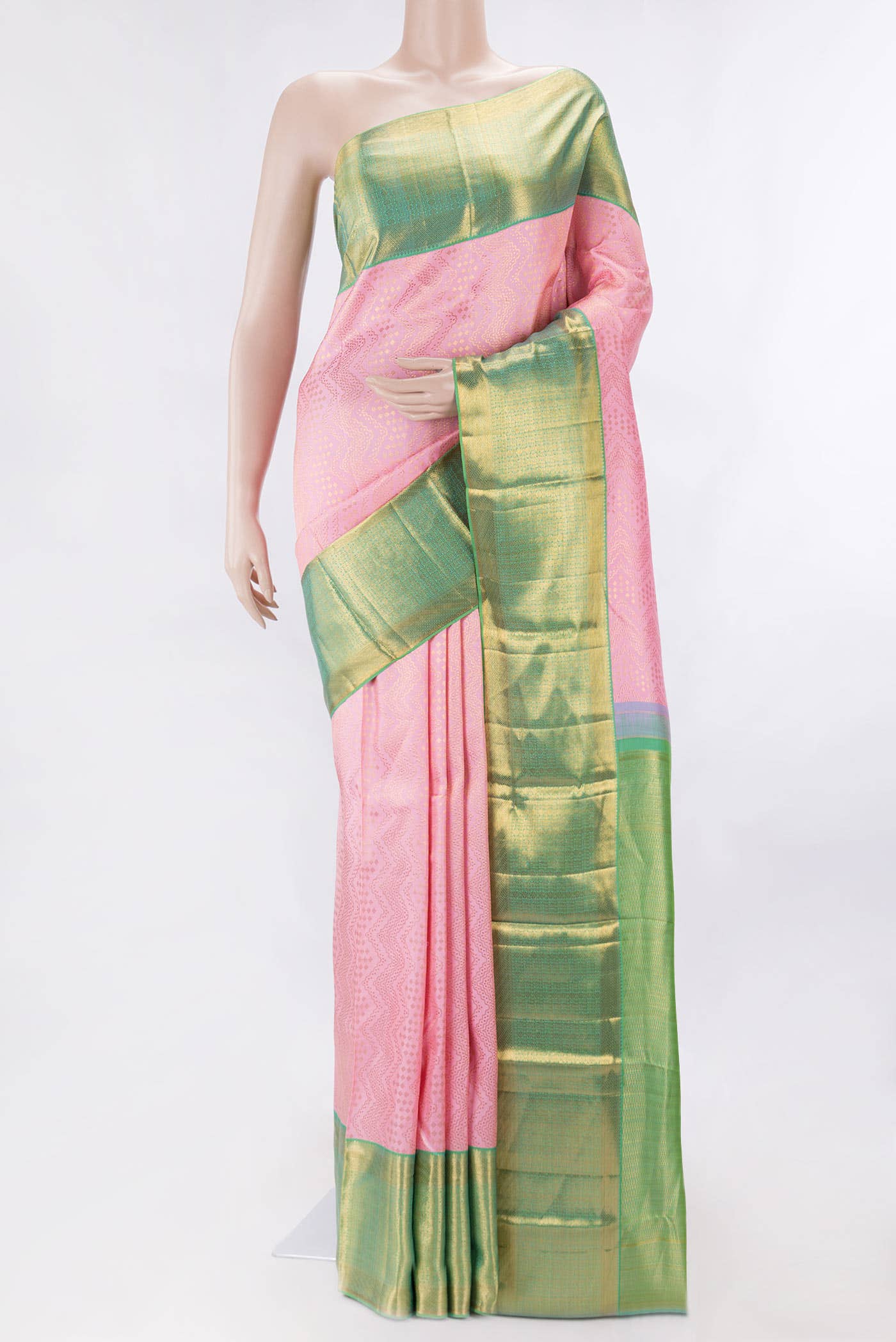 Pink Dual Tone Kanchipuram Silk Saree