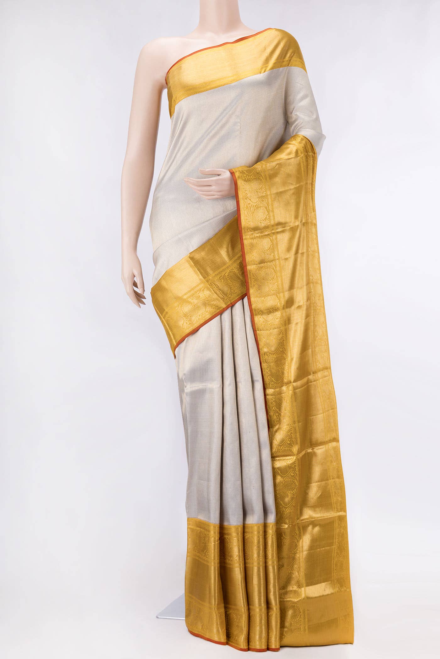 Grey Dual Tone Kanchipuram Silk Saree
