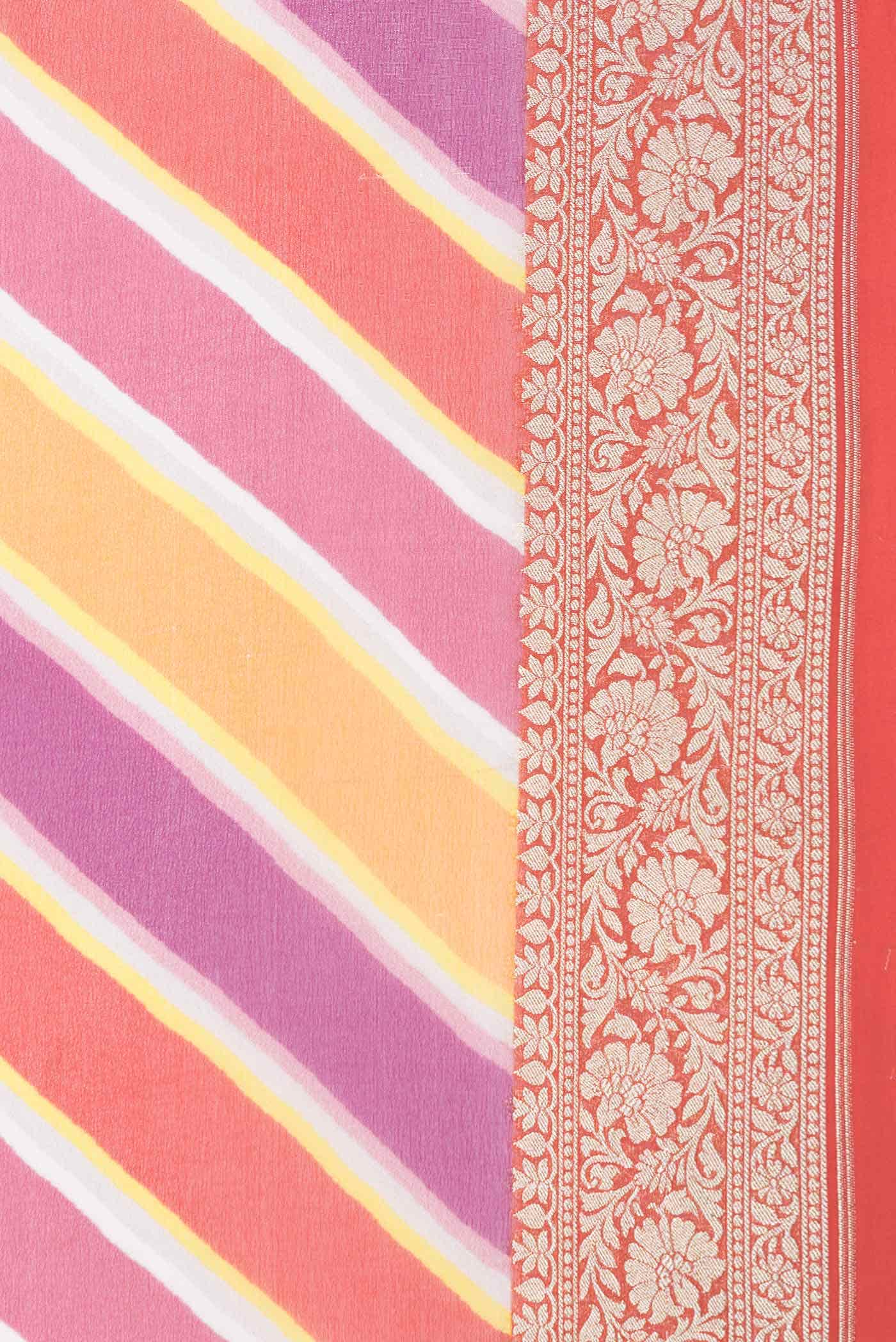 Pink and Orange Dual Tone Mysore Georgette Saree