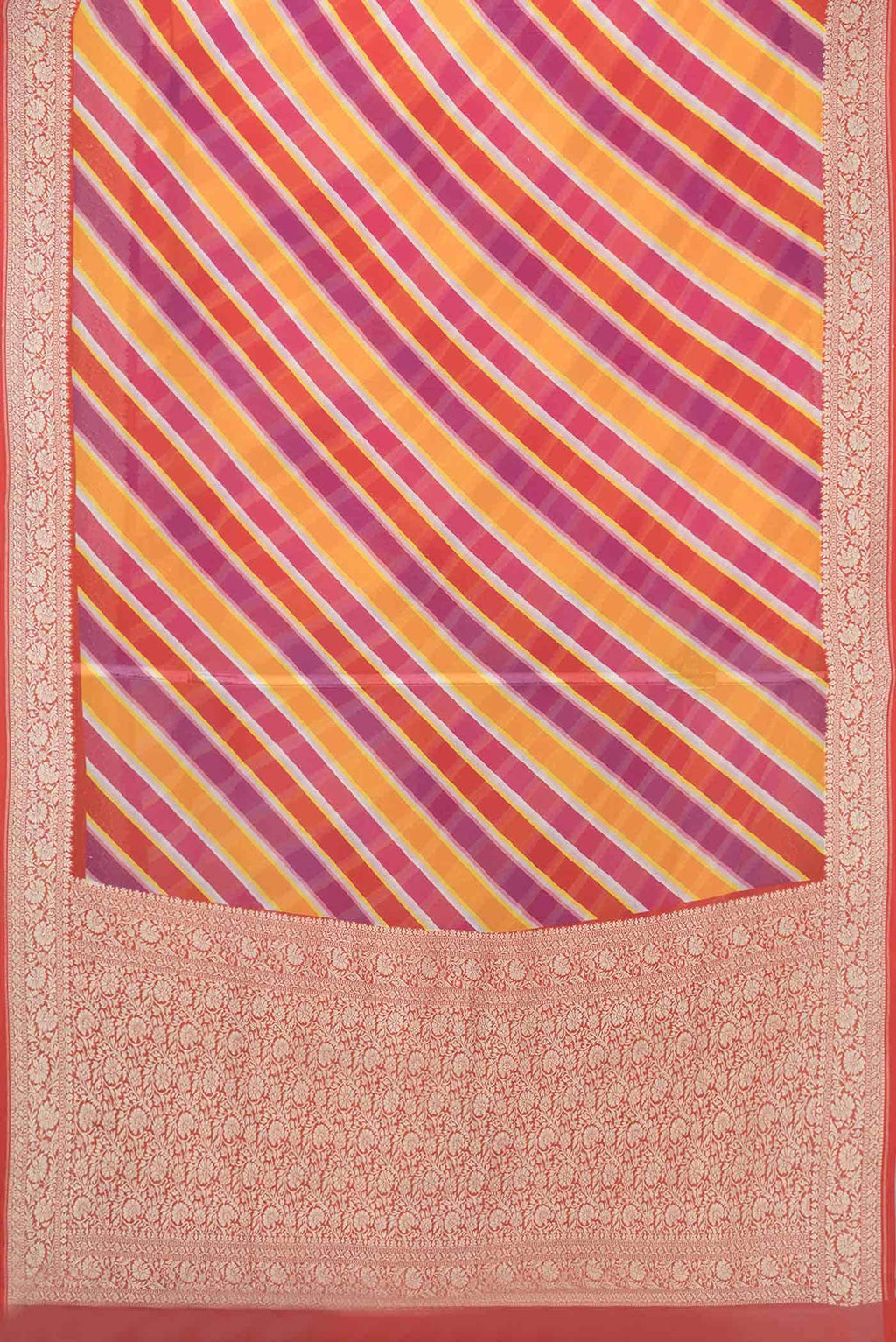 Pink and Orange Dual Tone Mysore Georgette Saree