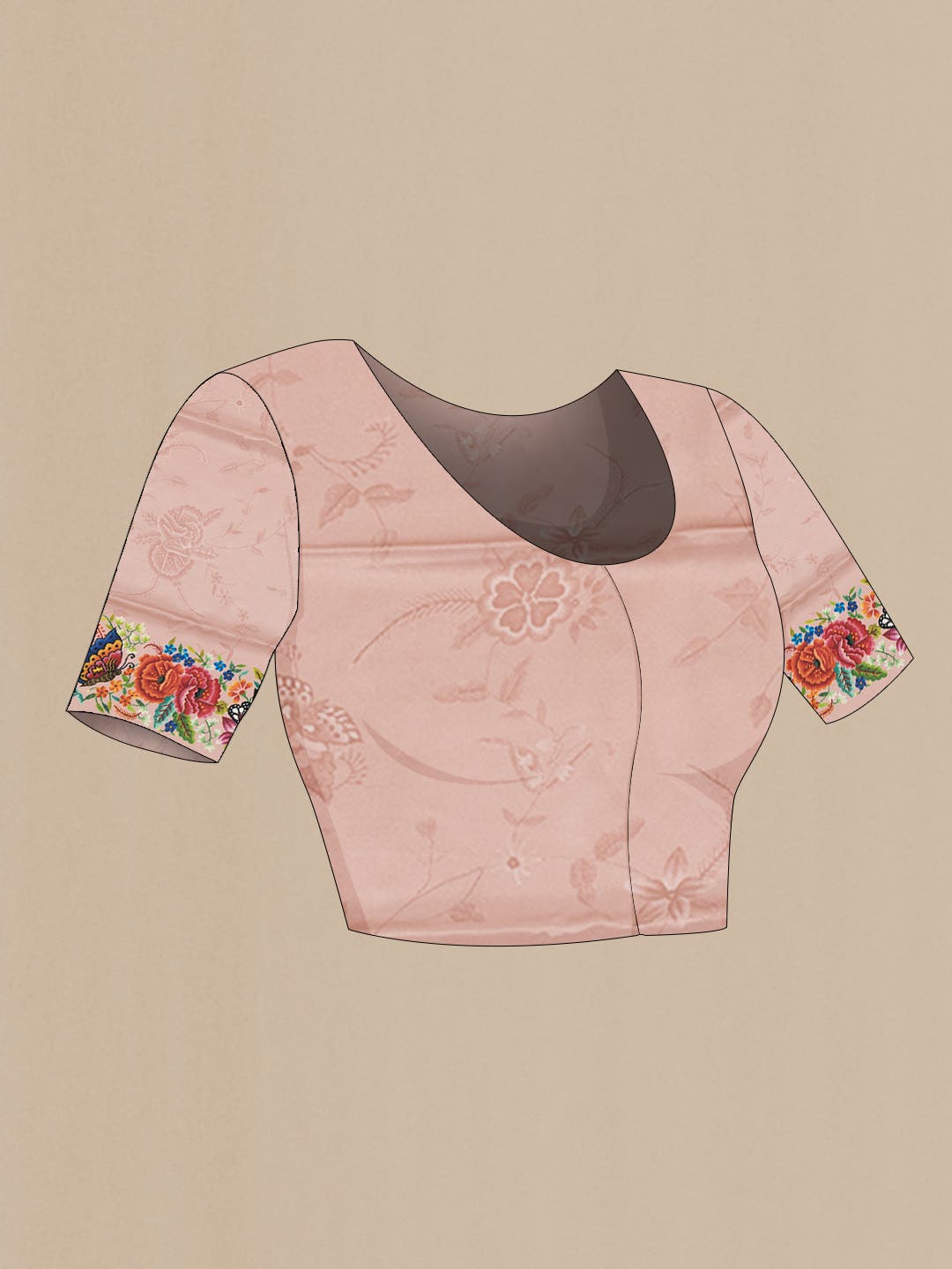 Rose Gold Satin Crepe Saree