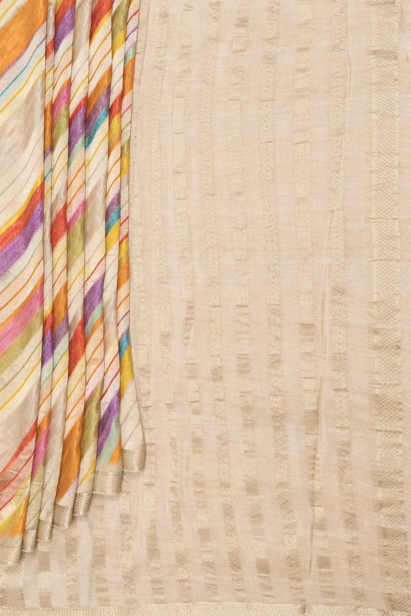 Orange , Green and Pink Dual Tone Georgette Saree