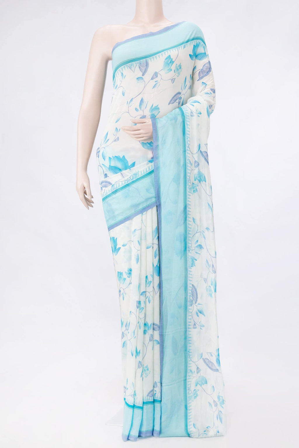 Off White Dual Tone Mysore Crepe Saree